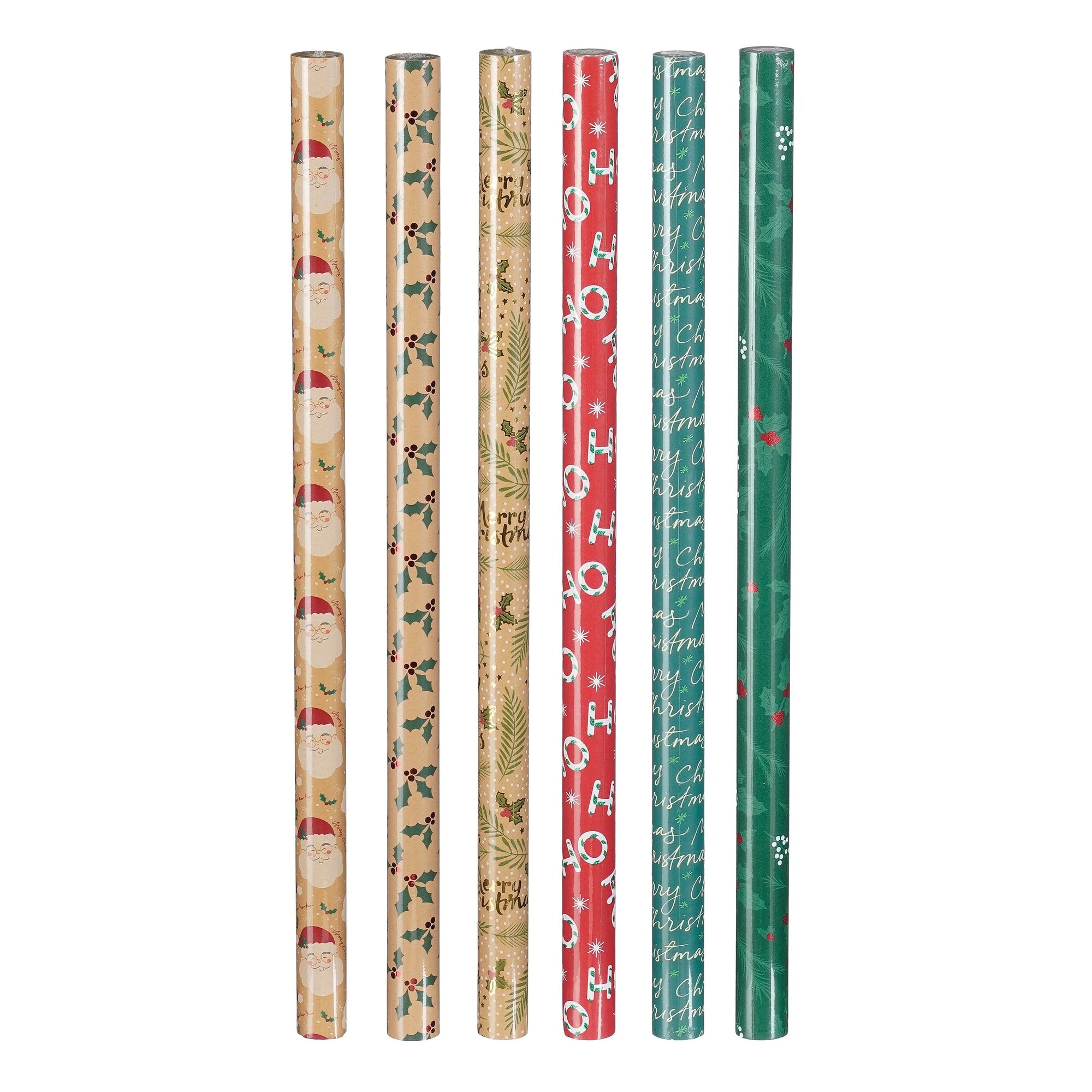 Kado papier rood groen bruin 6 assorti 48 stuks display