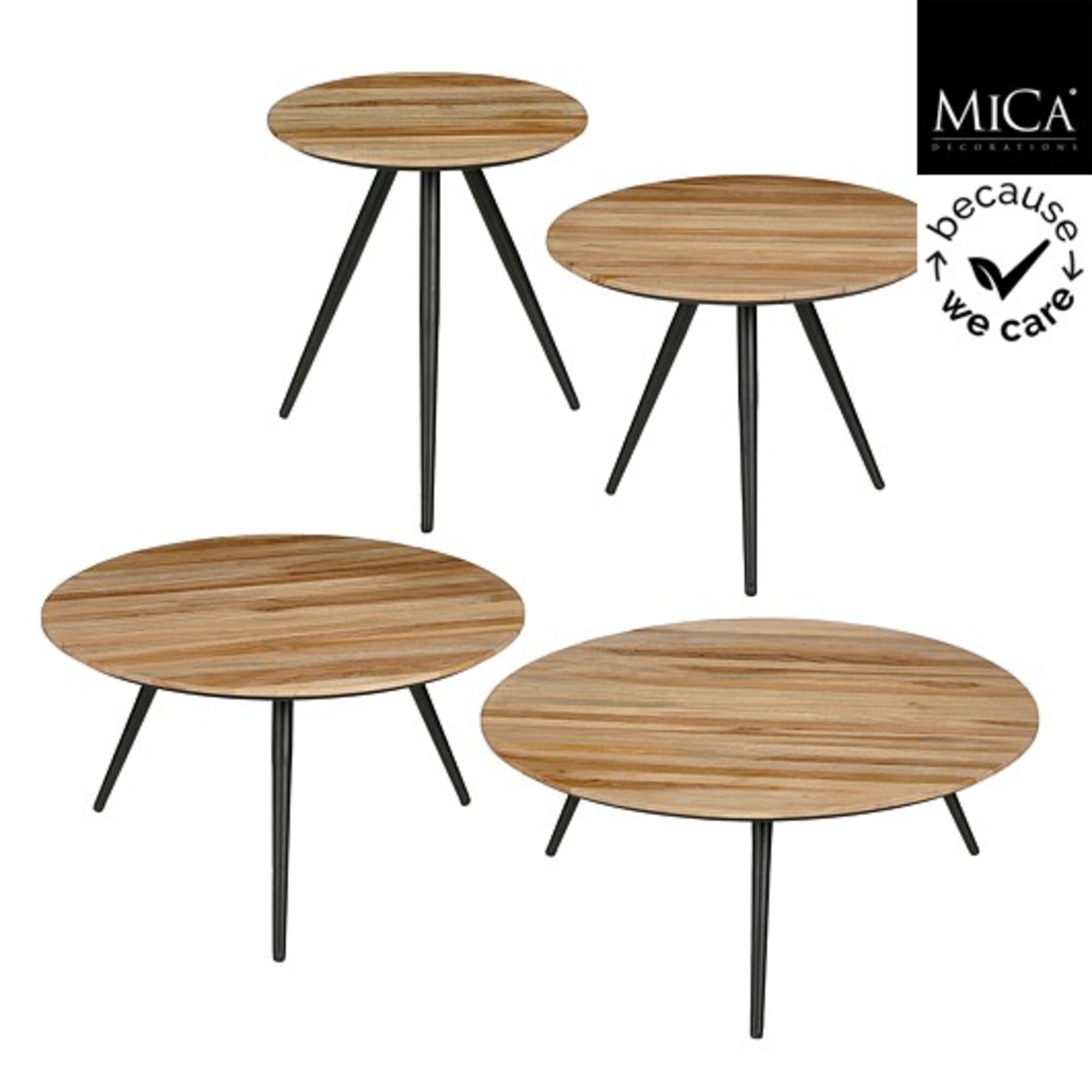 Jailey bijzettafel bruin set van 4
