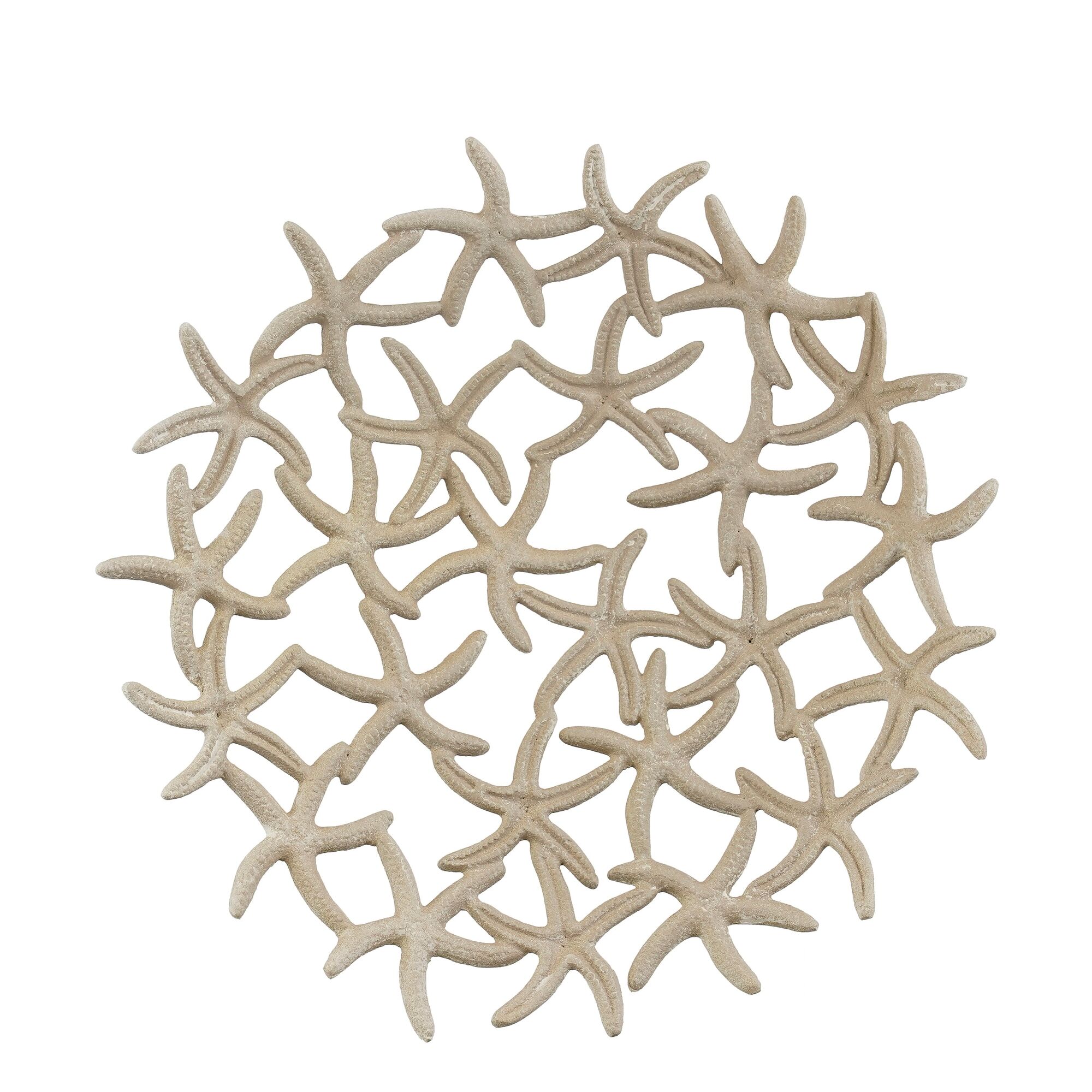 Decoratie schaal zeester beige white wash