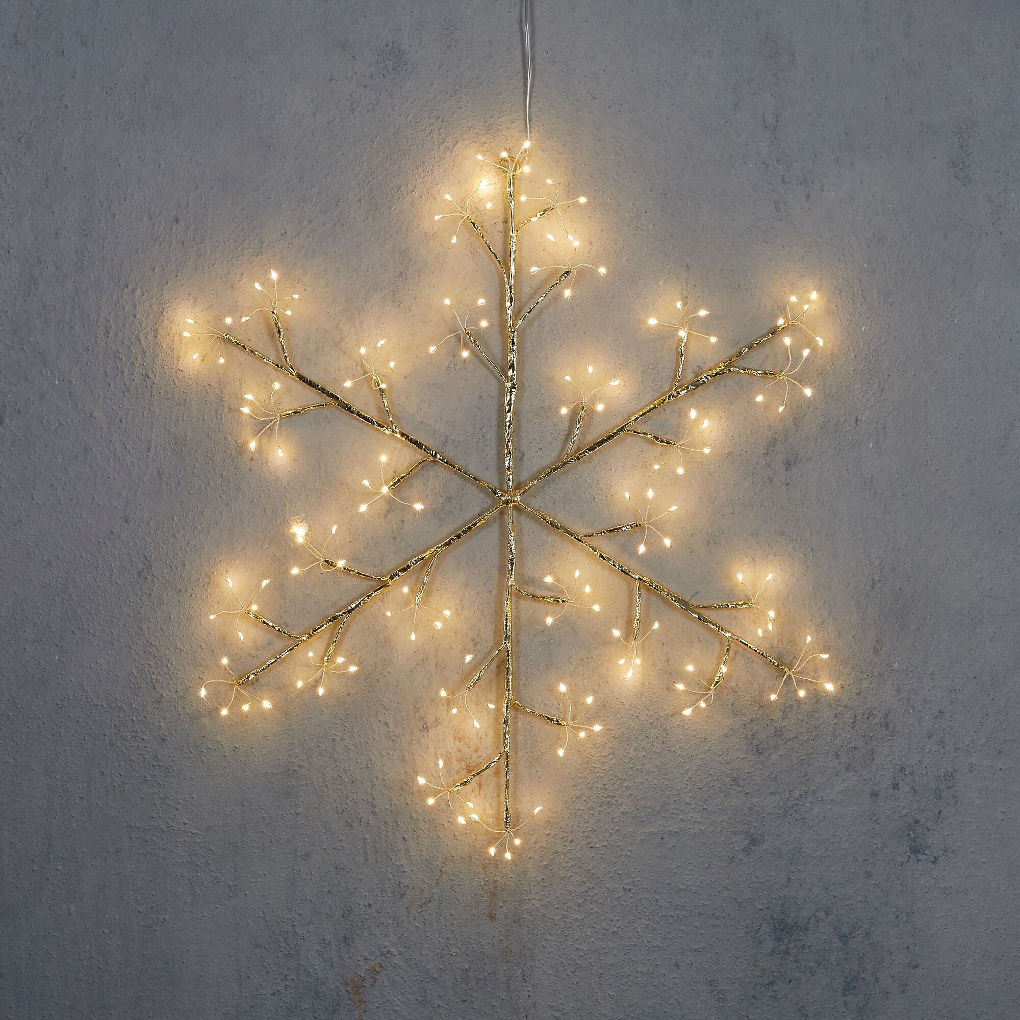 Sneeuwvlok goud warm wit 150 led IP44 adapter included en timer