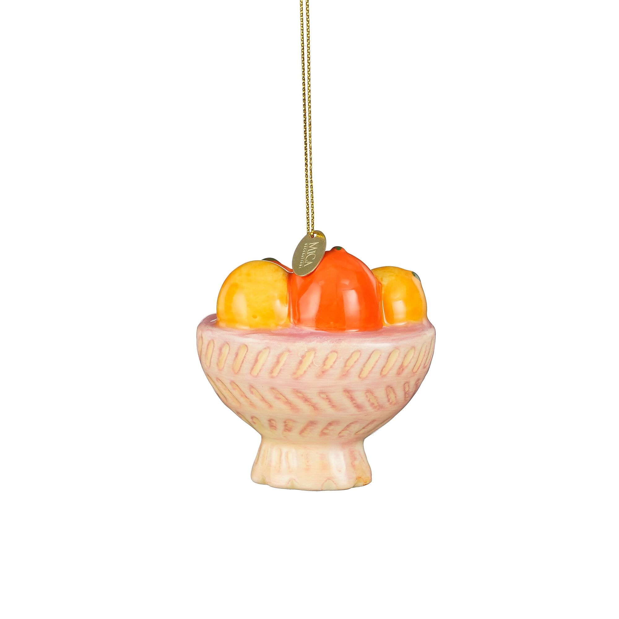 Decoratie ornament fruit schaal roze