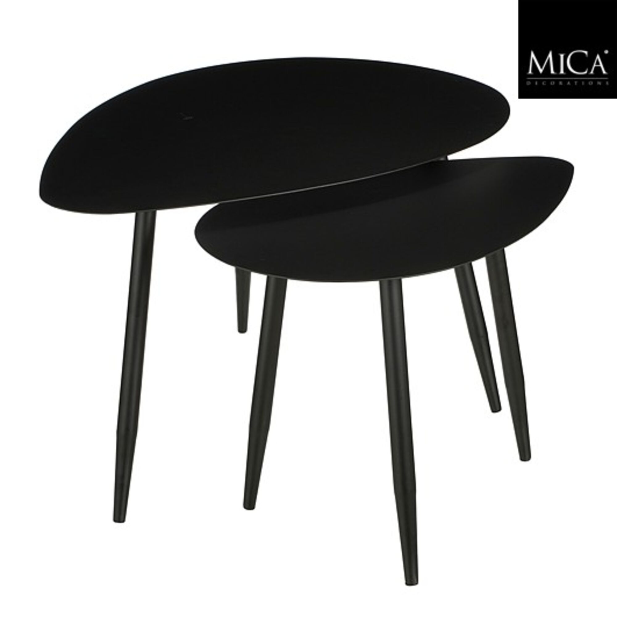 Bijzettafel zwart set van 2