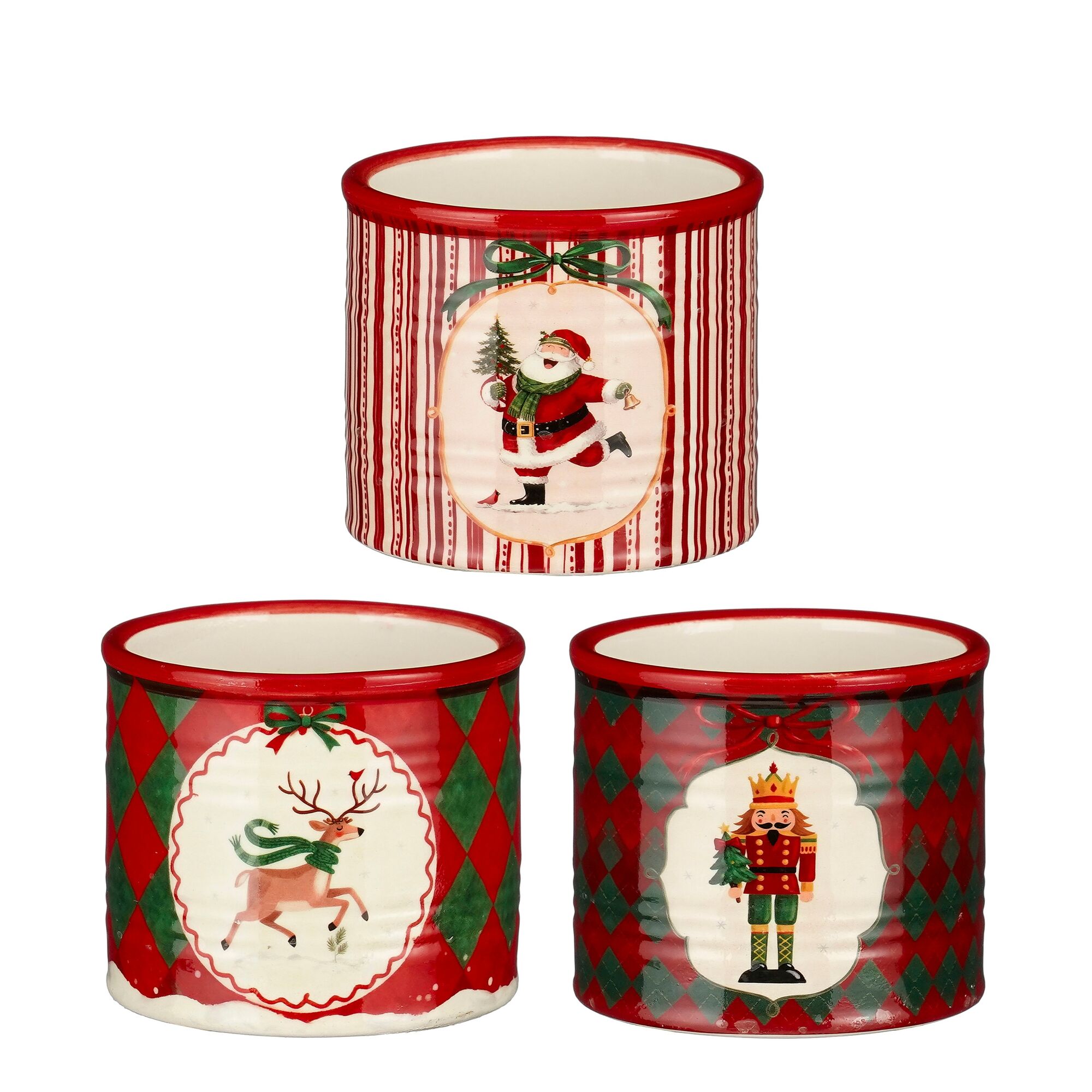 Pot christmas rood groen d.rood 3 assorti