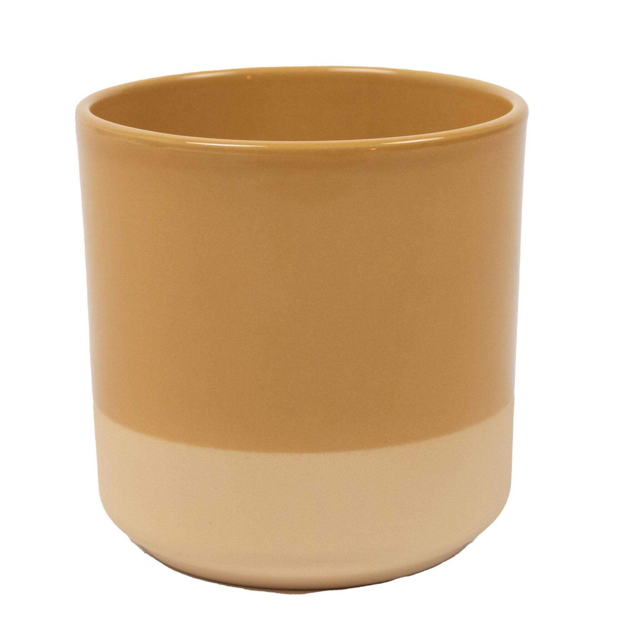 Cylinder Bloempot Keramiek Dip-Dye Oker Geel