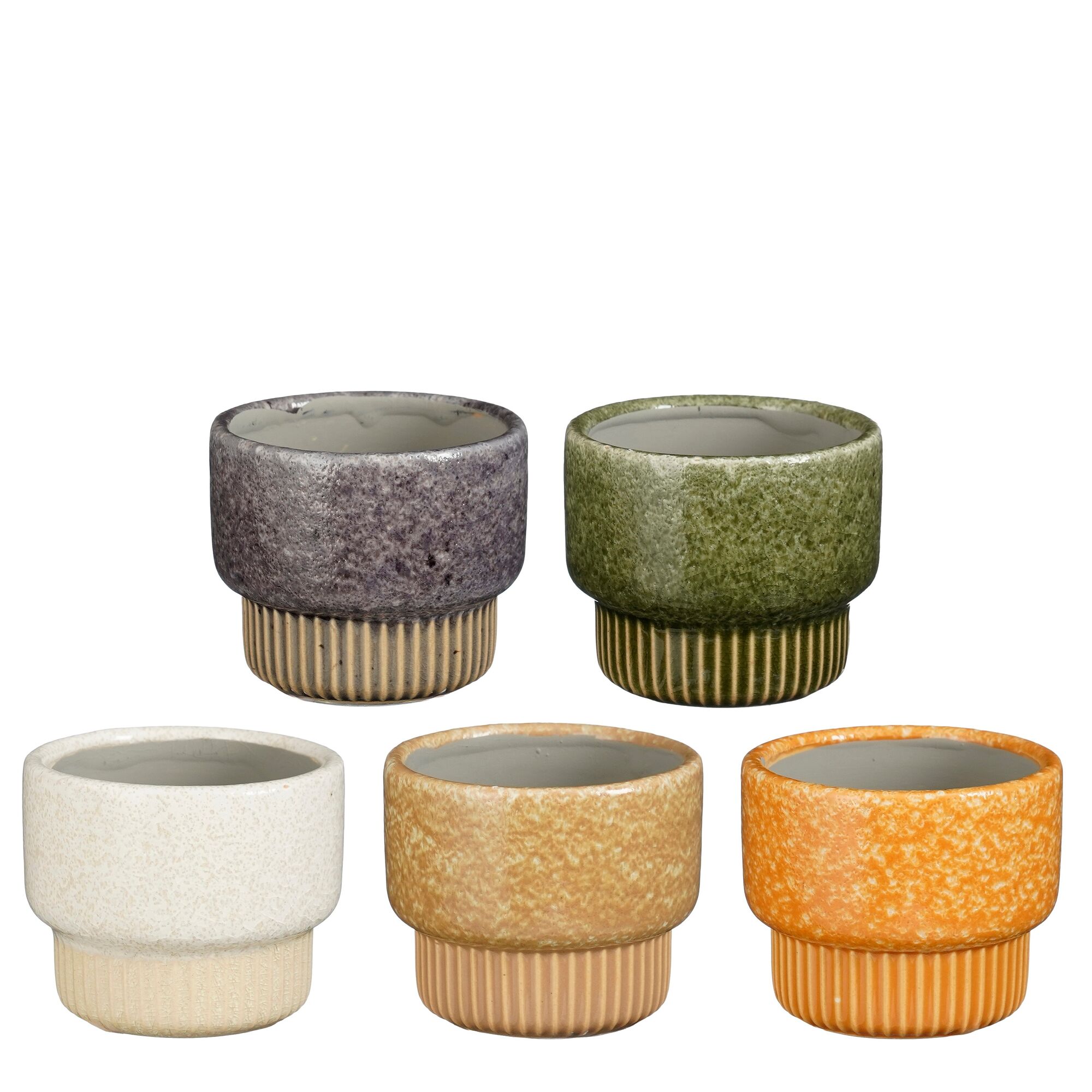 Tigo pot rond d.geel beige groen l.paars off white 5 assorti display