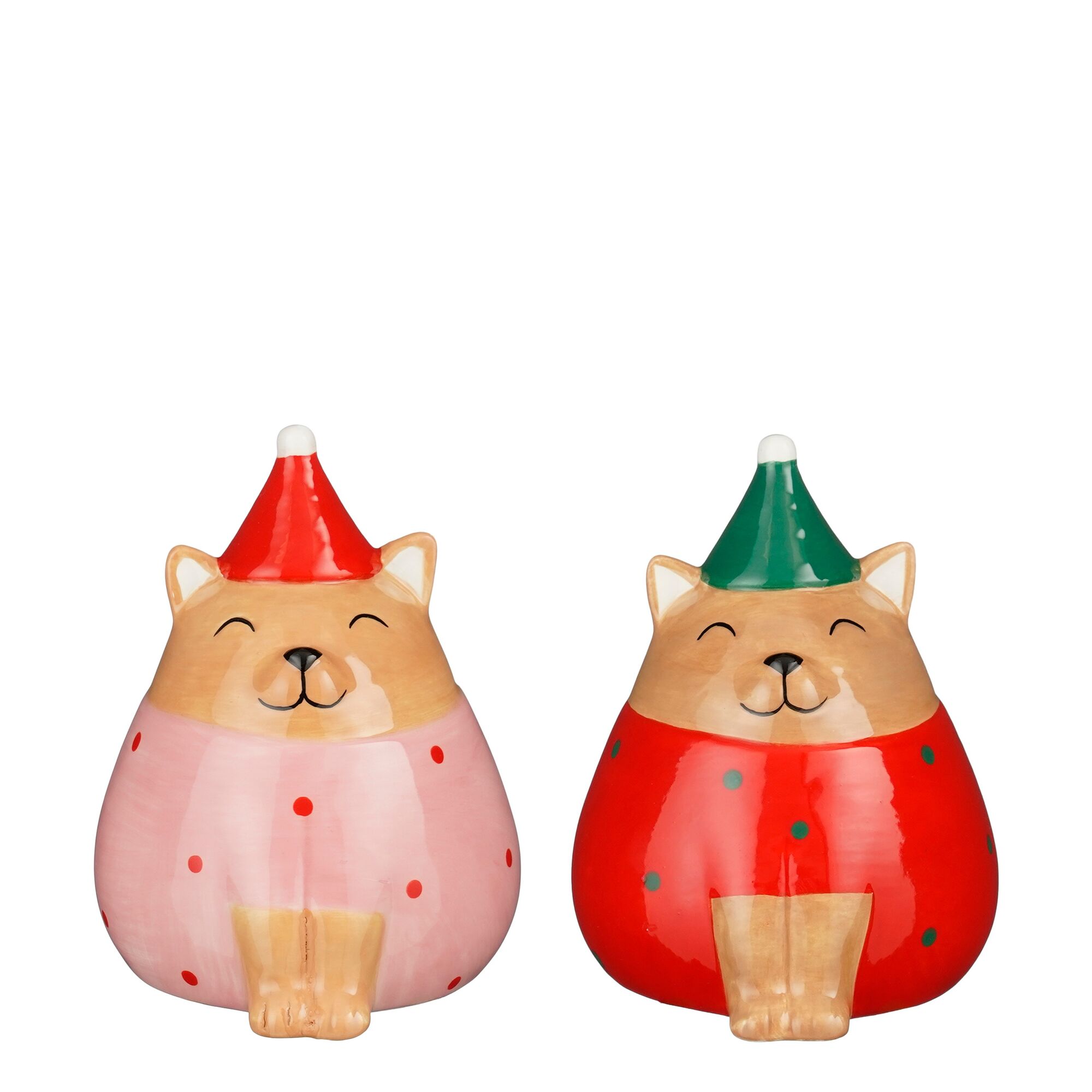 Decoratie kat rood roze 2 assorti
