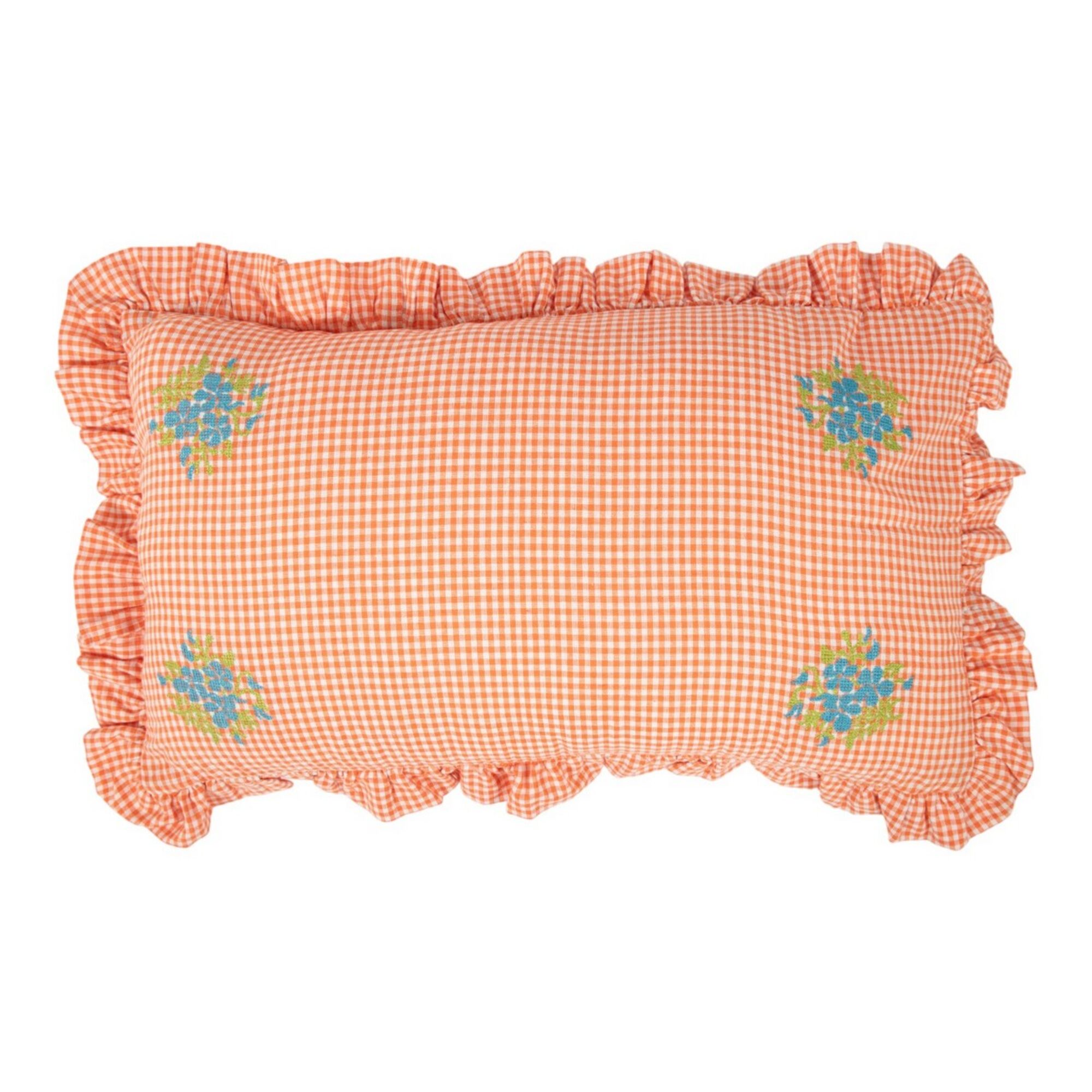 Kussen Artisan Gingham plooien oranje