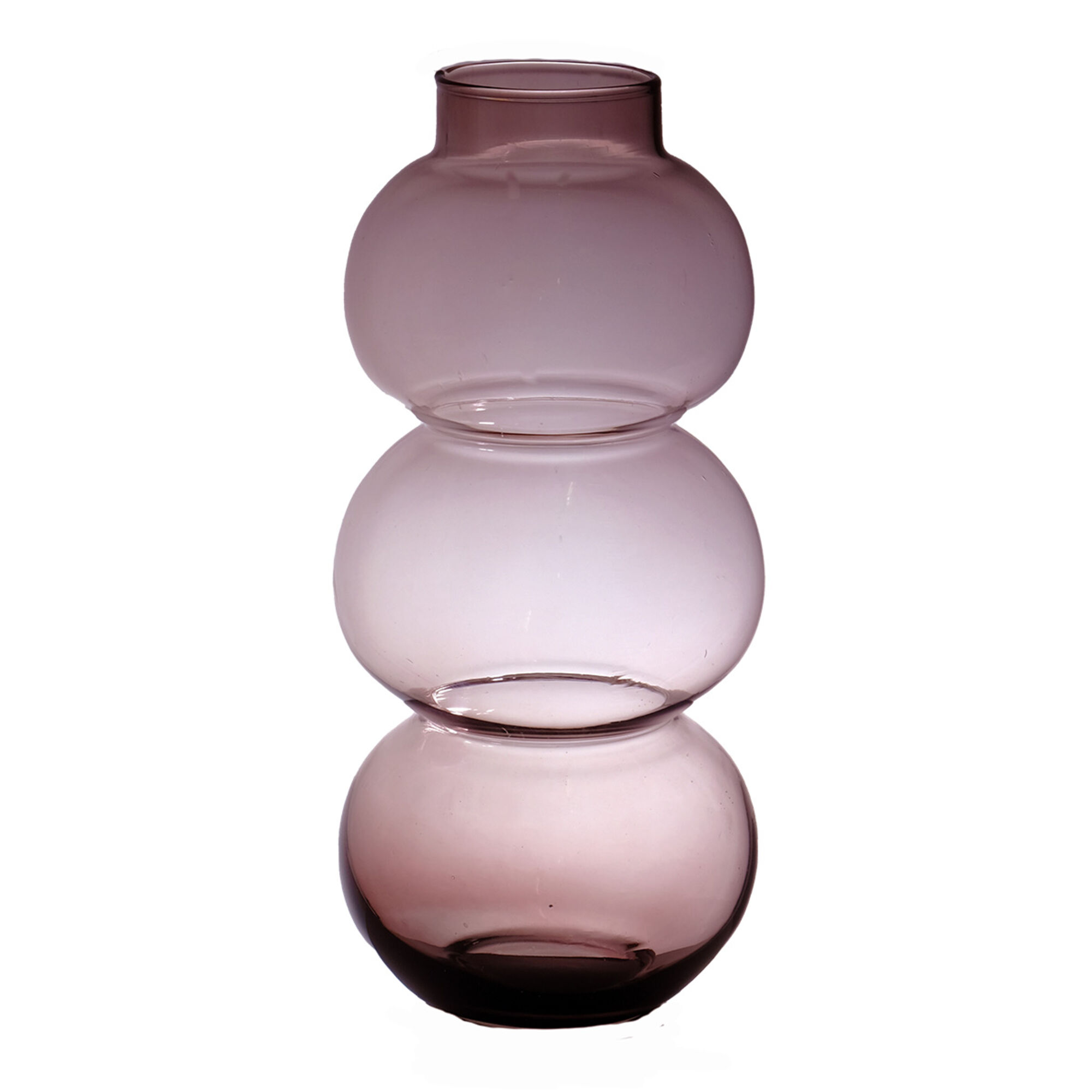 Round Trio Low Neck mondgeblazen Recycled Vaas paars