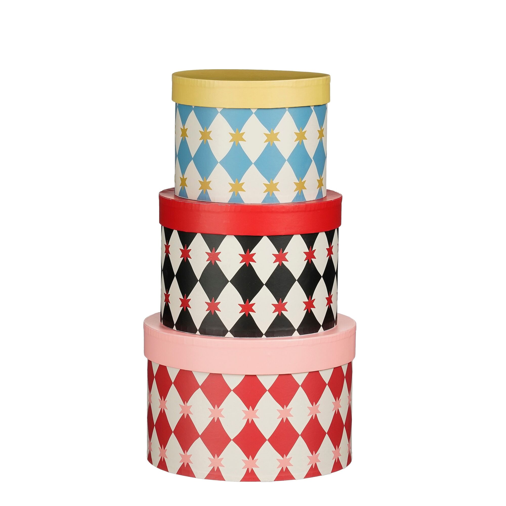Opbergdoos ruit wit set van 3 FSC Mix