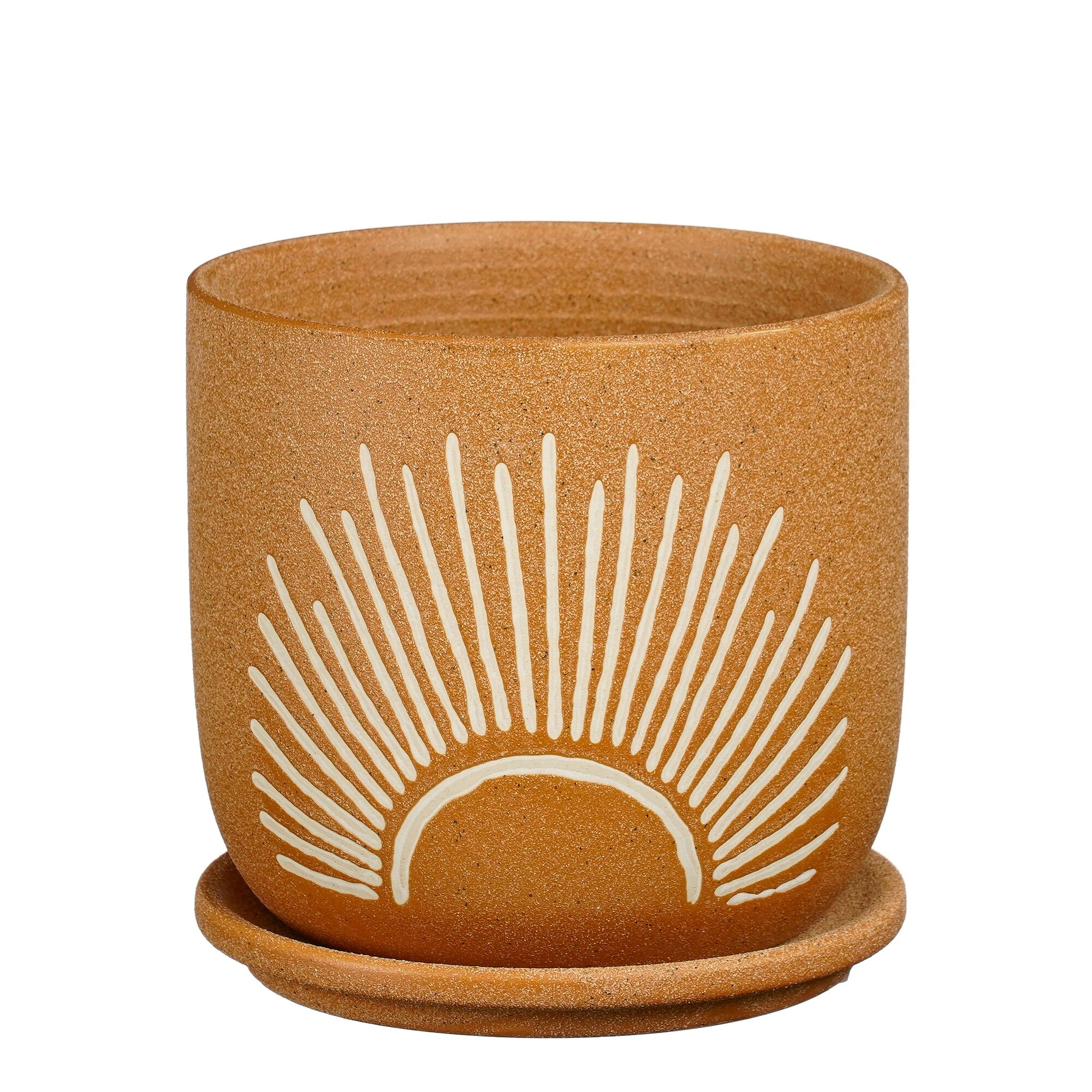 Pot met schotel bruin
