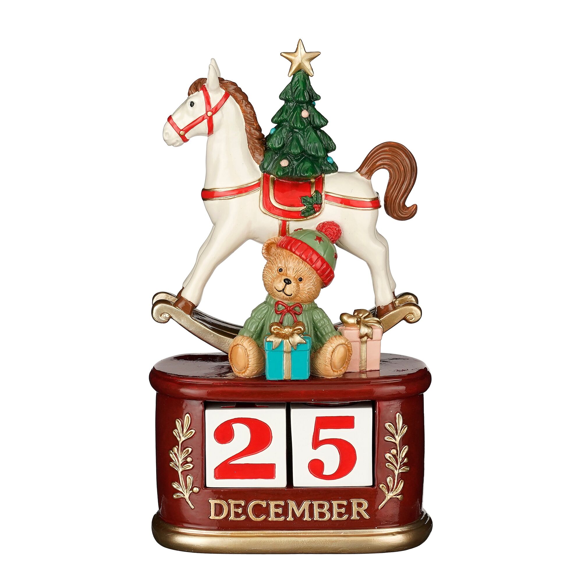 Decoratie kalender hobbelpaard rood