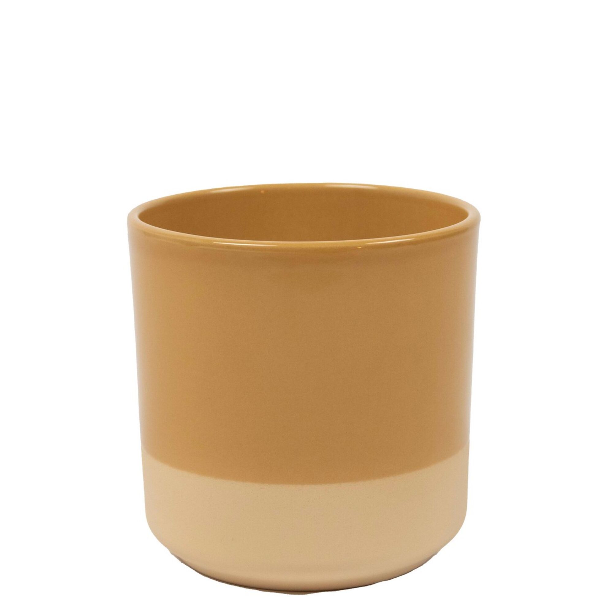 Cylinder Bloempot Keramiek Dip-Dye Oker Geel