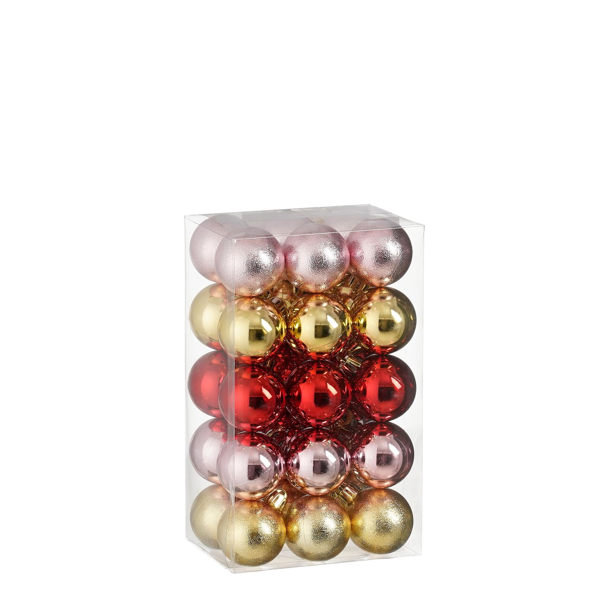 Bal onbreekbaar goud roze rood 30 stuks