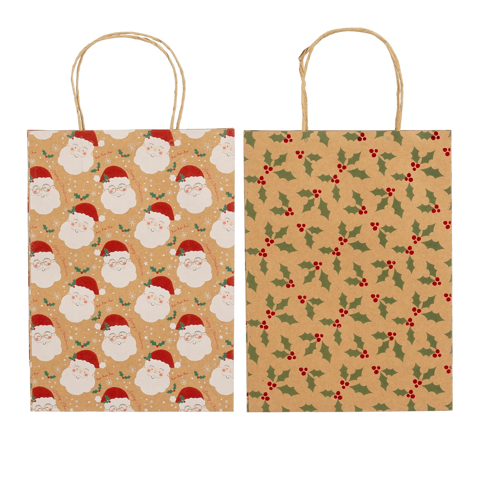 Zak kerstman hulst bruin 2 assorti FSC recycled