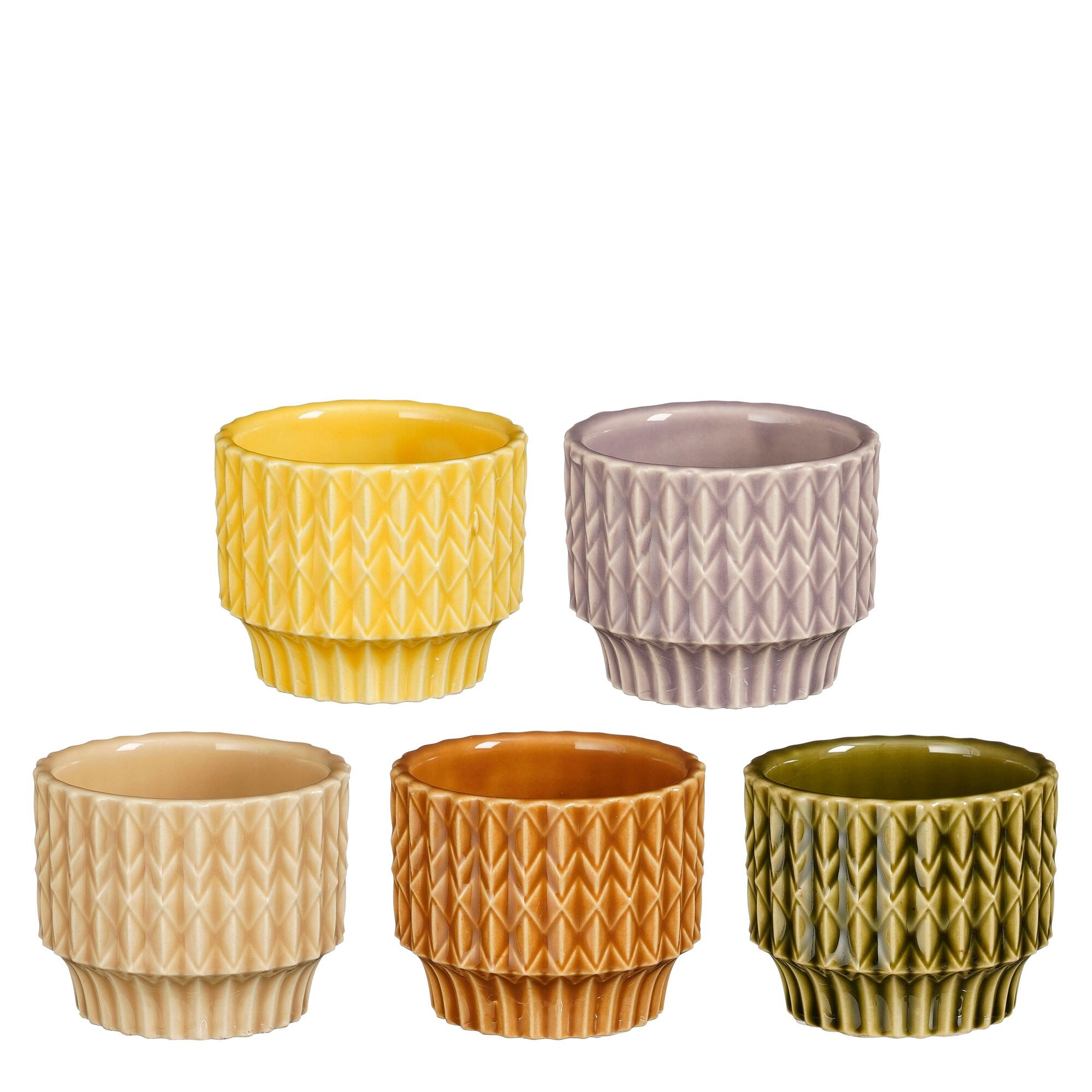 Lauria pot rond groen lila geel d.bruin l.bruin 5 assorti display