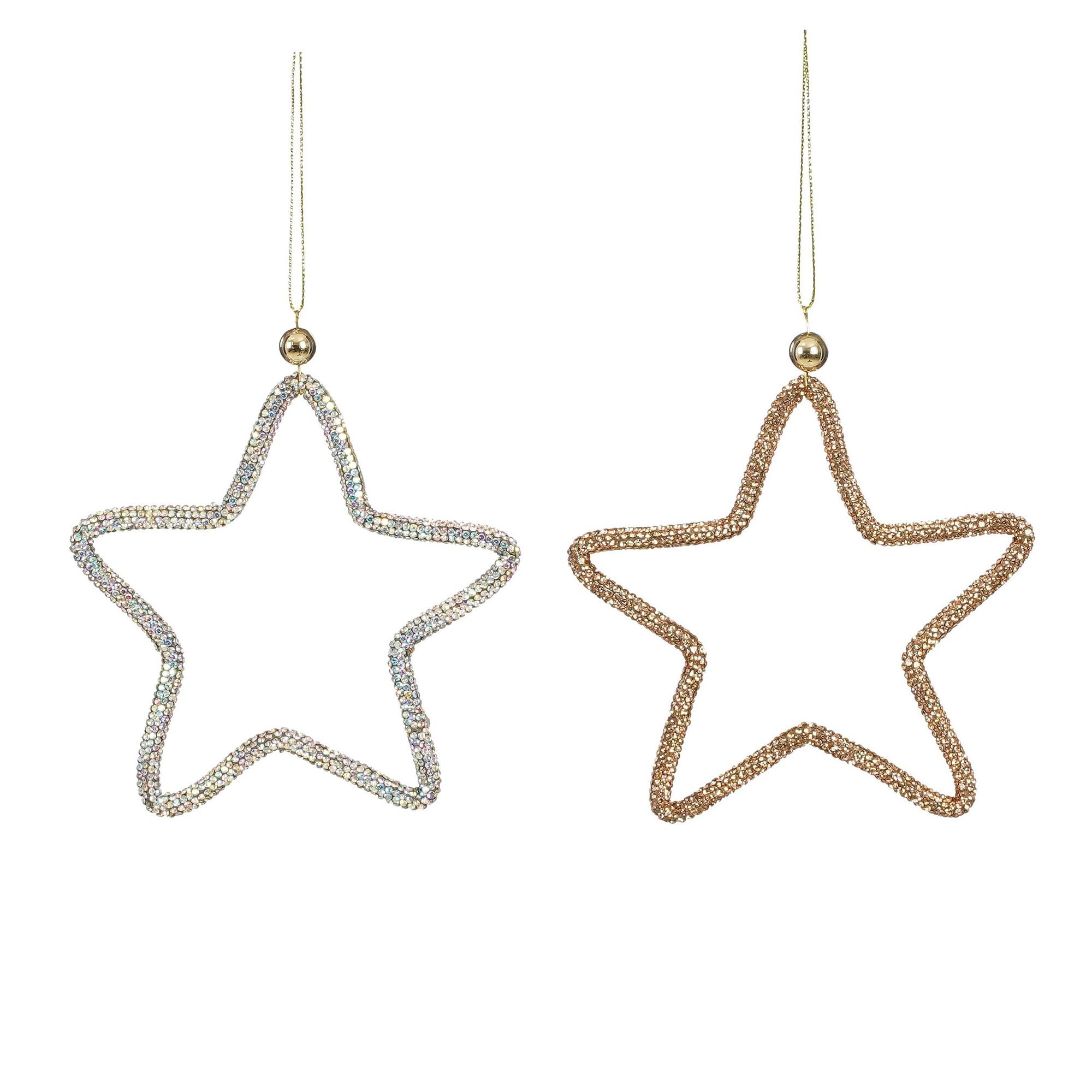 Ornament ster diamant koper zilver 2 assorti