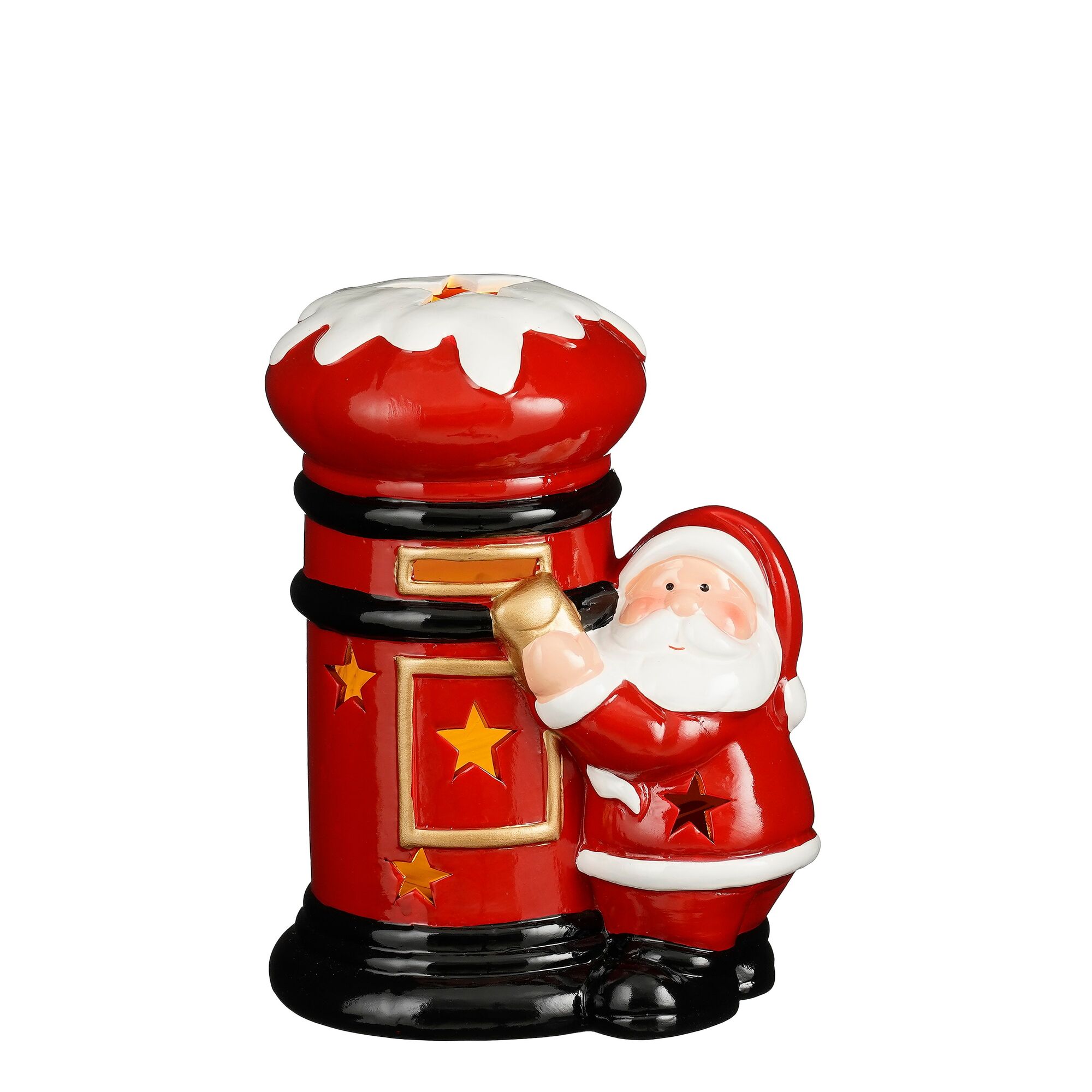 Decoratie brievenbus kerstman rood led battery operated