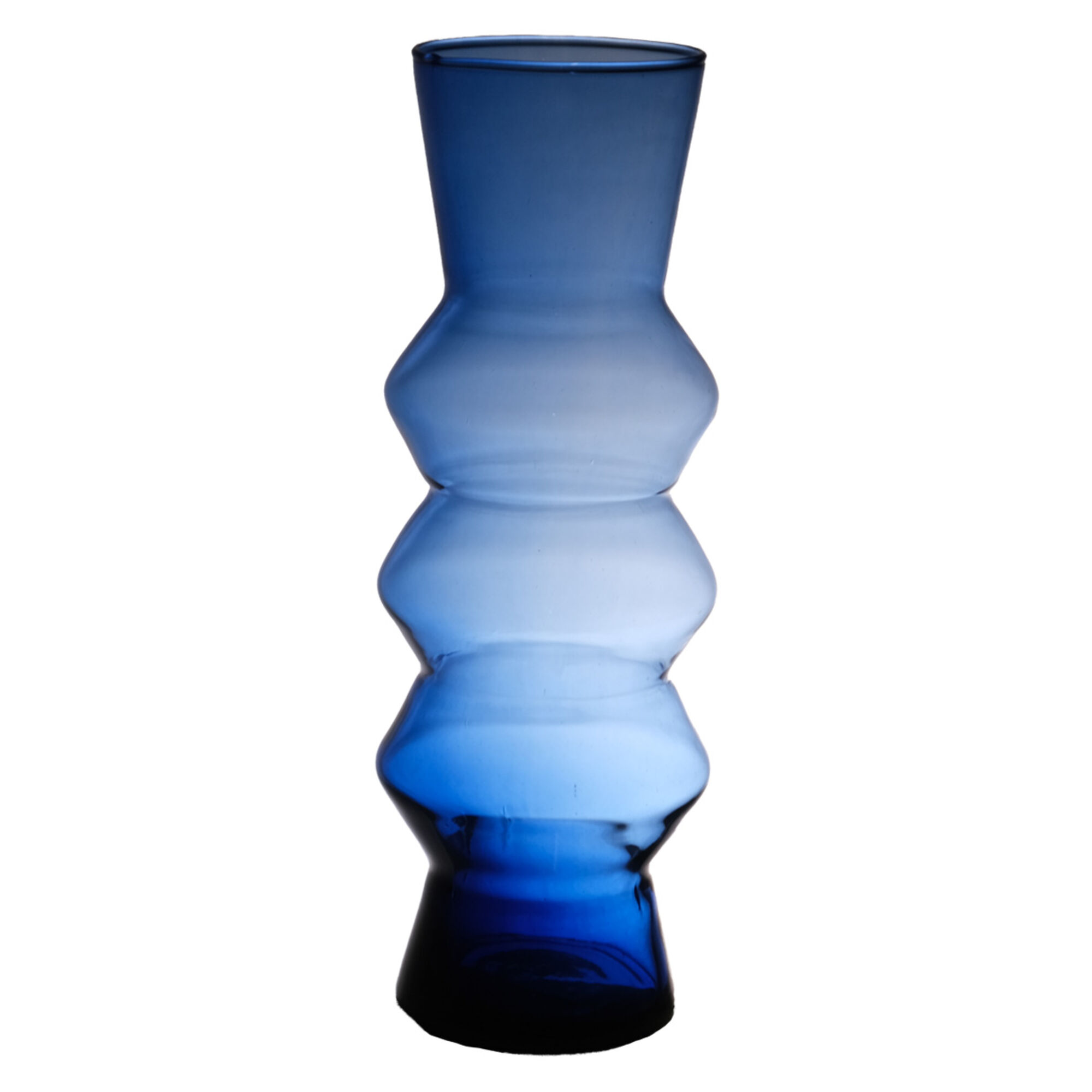Zigzag mondgeblazen Recycled Vaas blauw