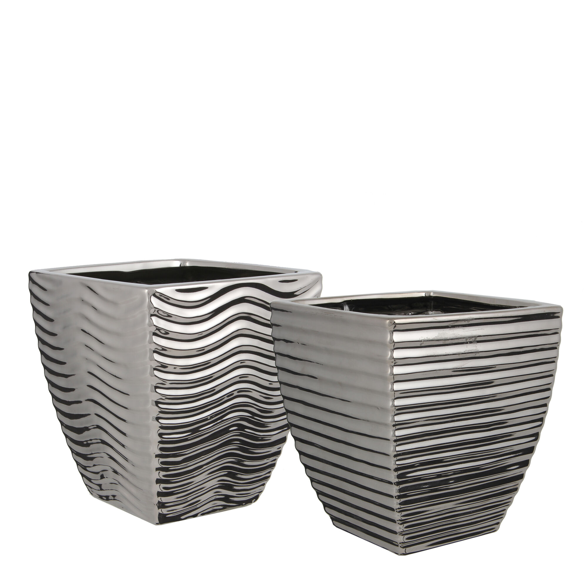 Orchidee pot vierkant zilver 2 assorti