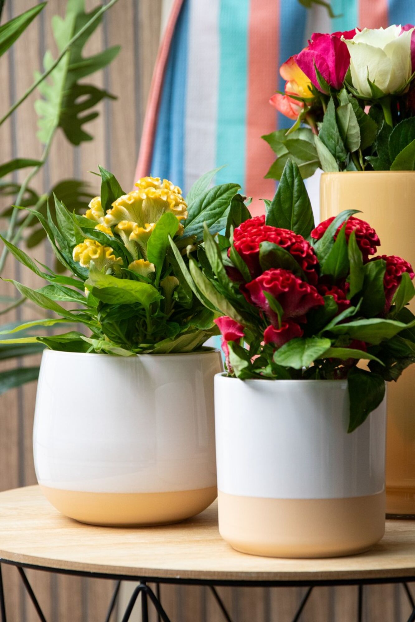 Bloempot Keramiek Dip-Dye Joan Wit