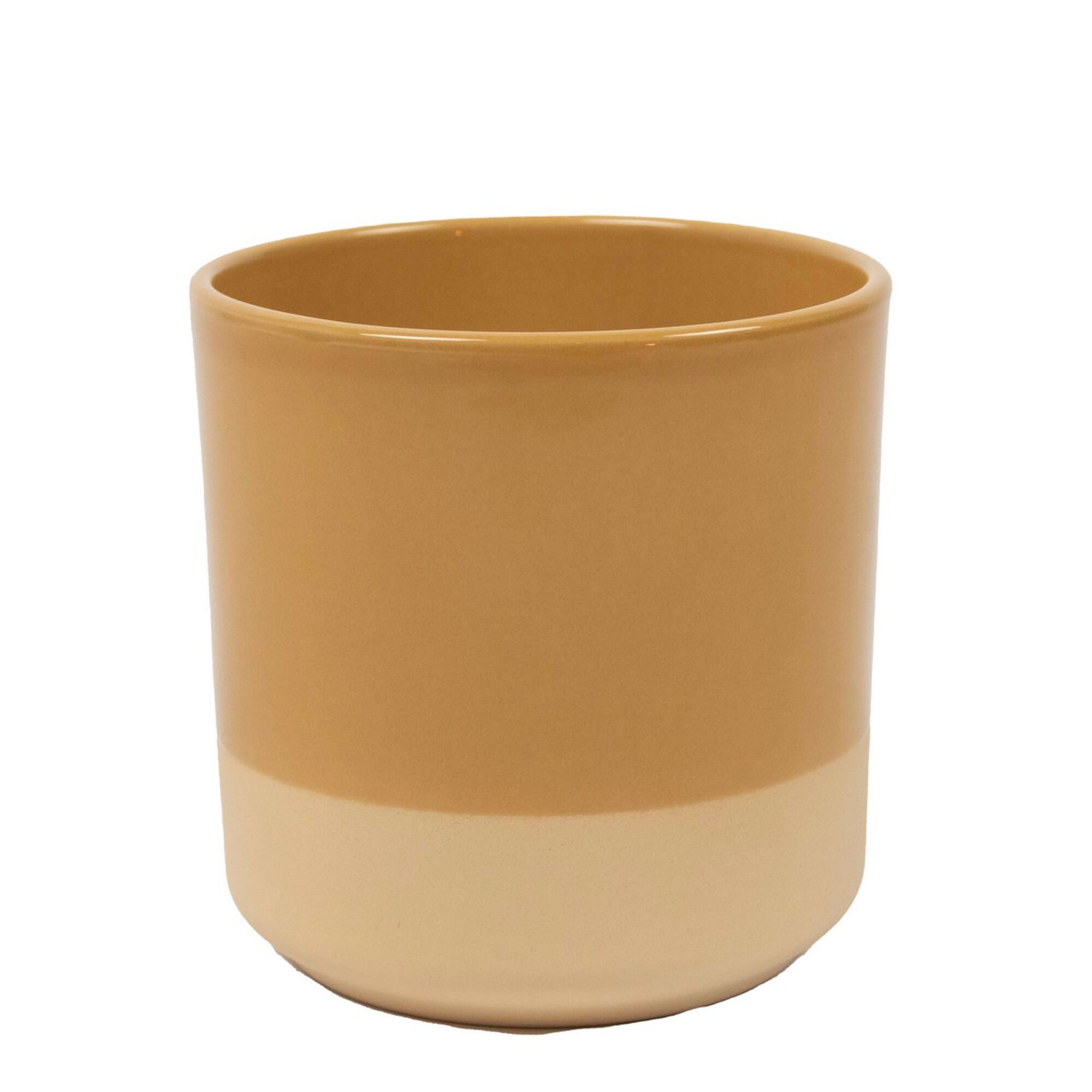 Cylinder Bloempot Keramiek Dip-Dye Oker Geel
