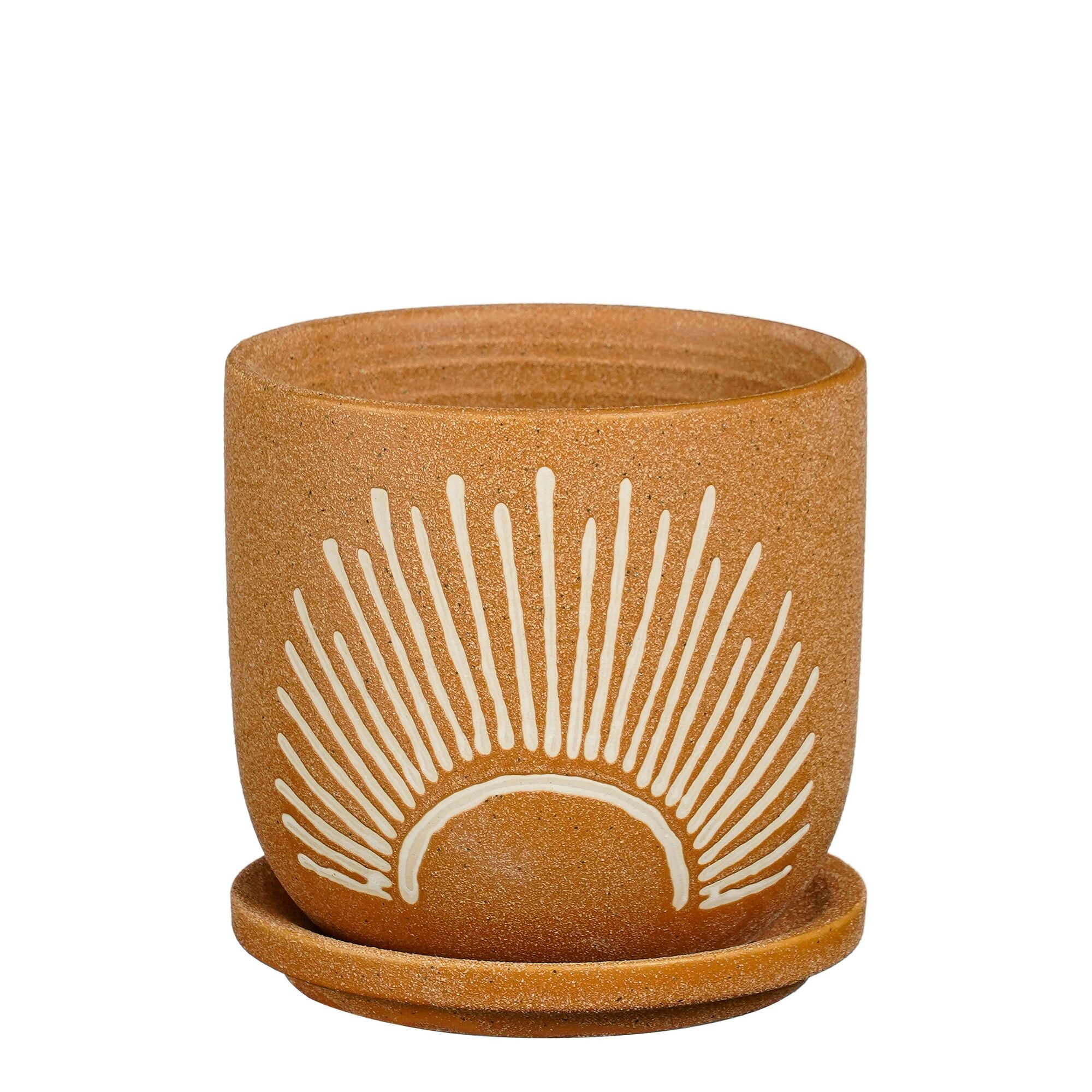 Pot met schotel bruin
