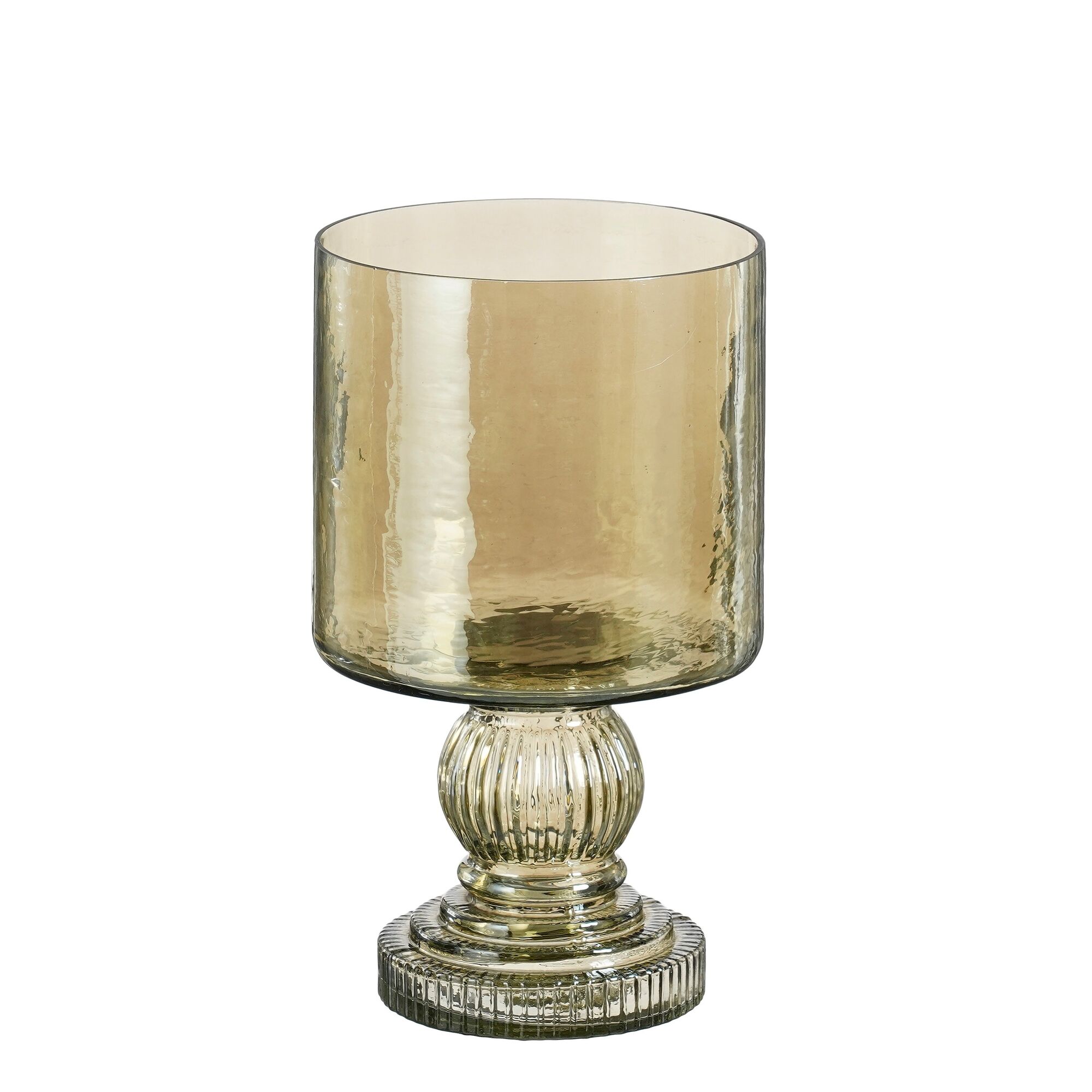 Mala windlicht op voet glas bruin