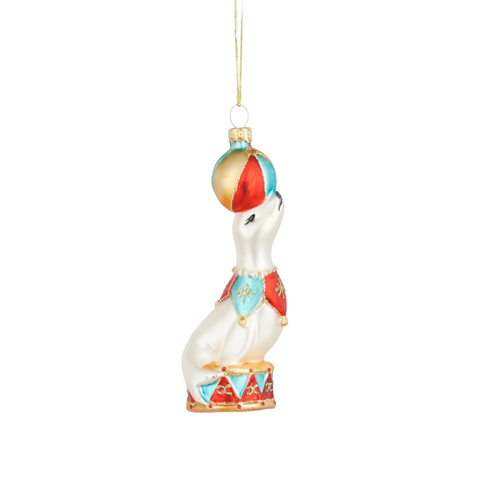 Ornament circus zeehond wit