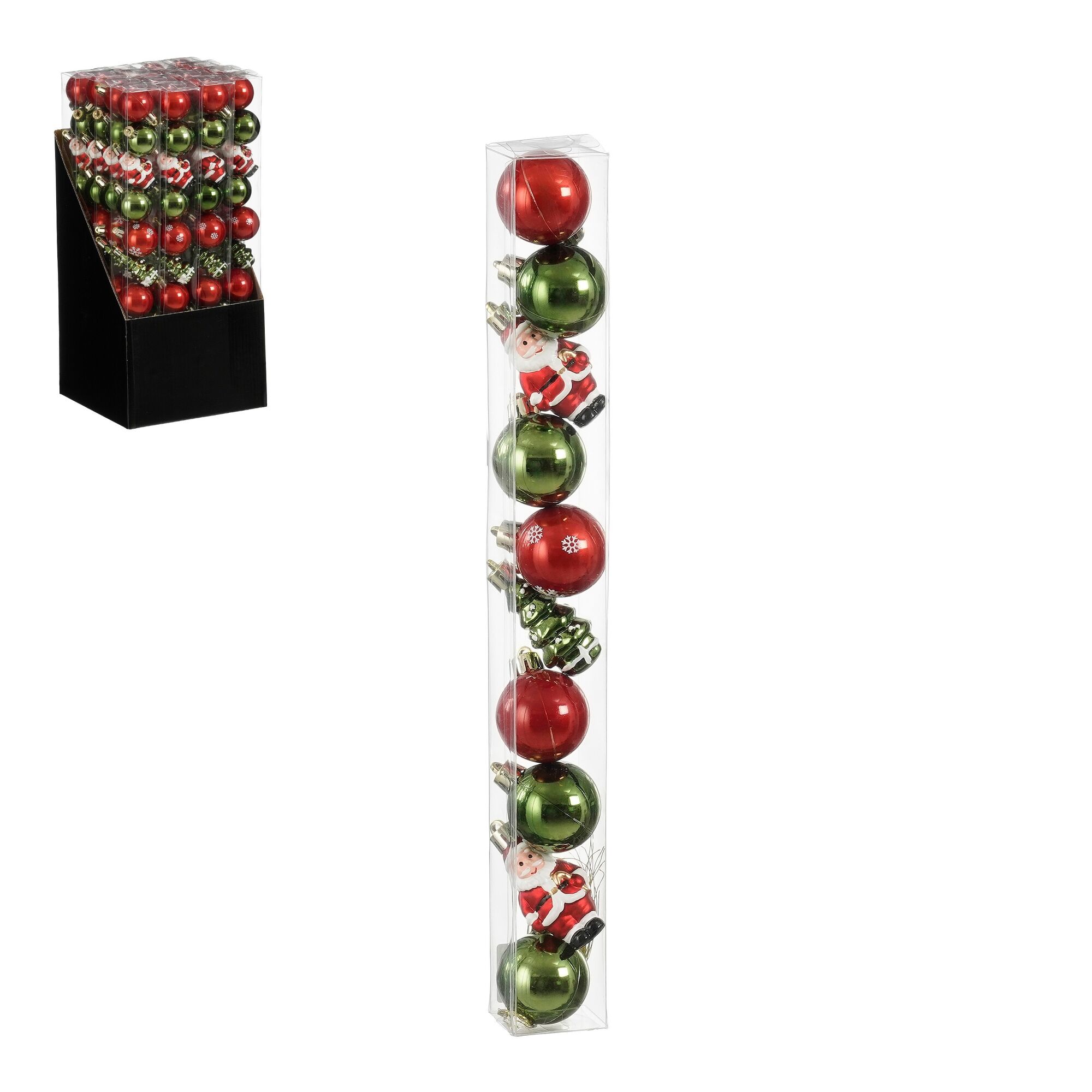 Ornament kerstman boom rood groen 10 stuks display