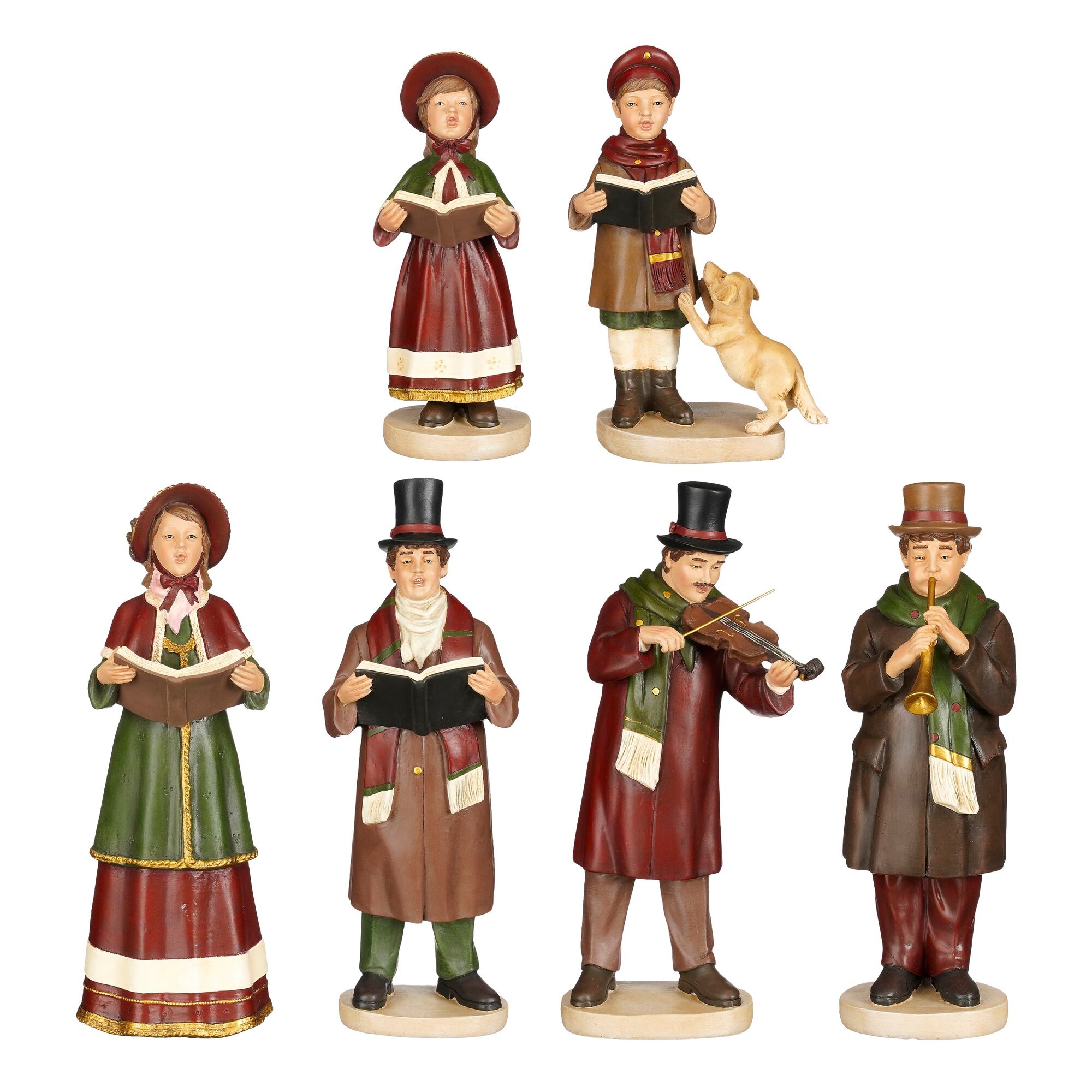 Decoratie carolers 6 stuks rood