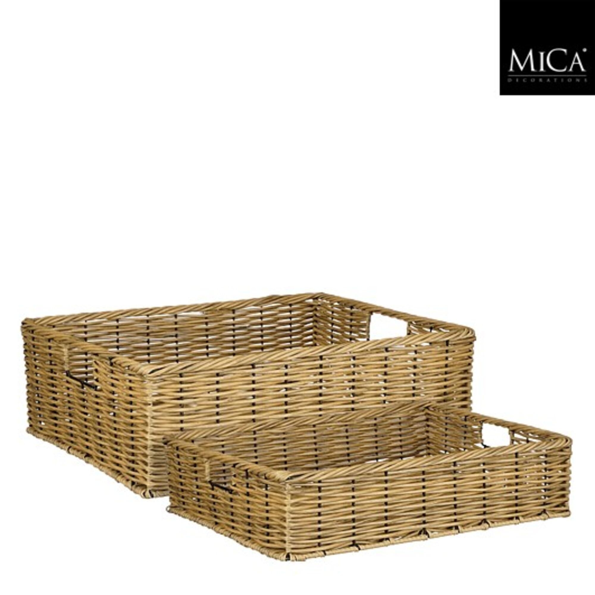 Liam opbergmand rechthoek recycled polyester bruin set van 2