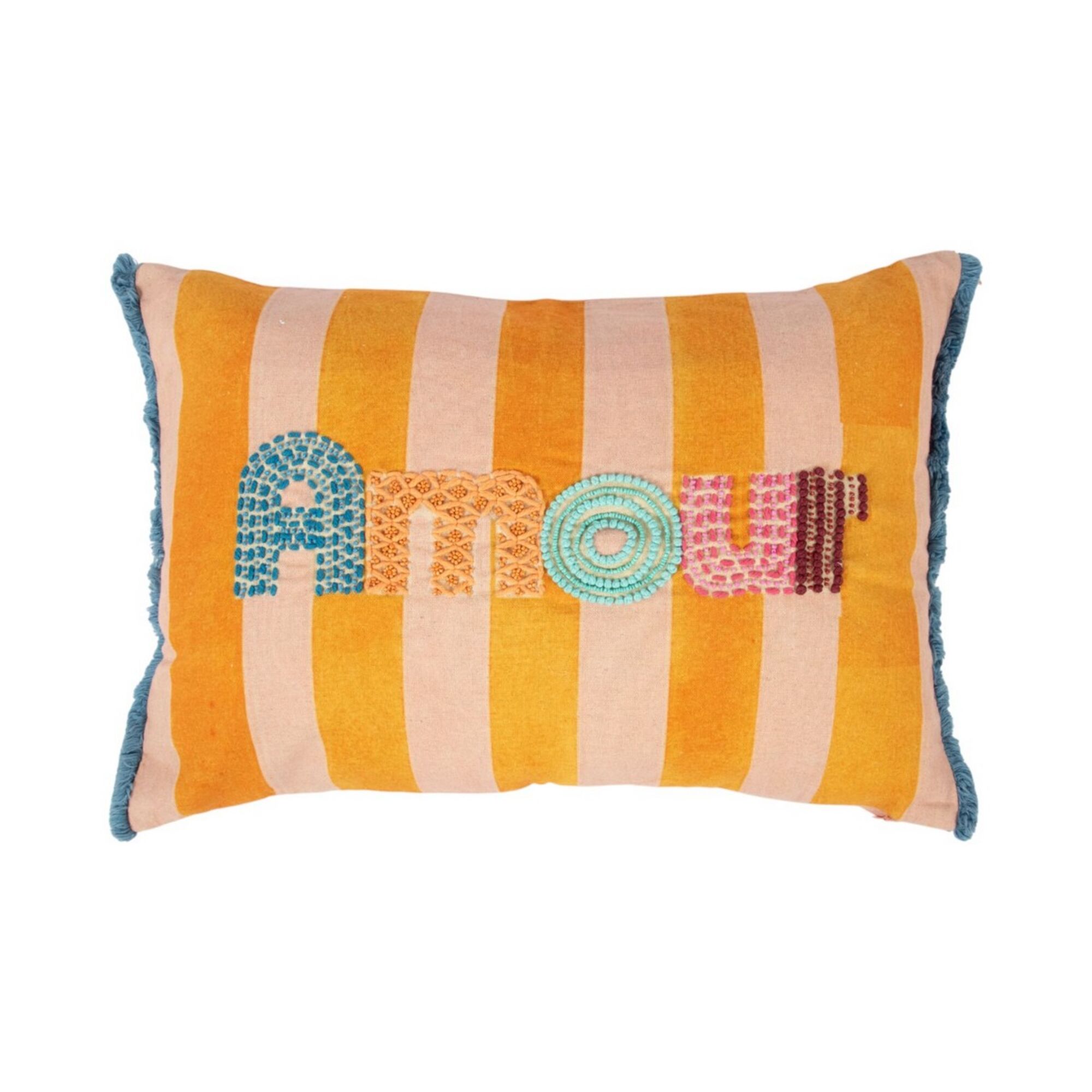Kussen Artisan Amour strepen geel
