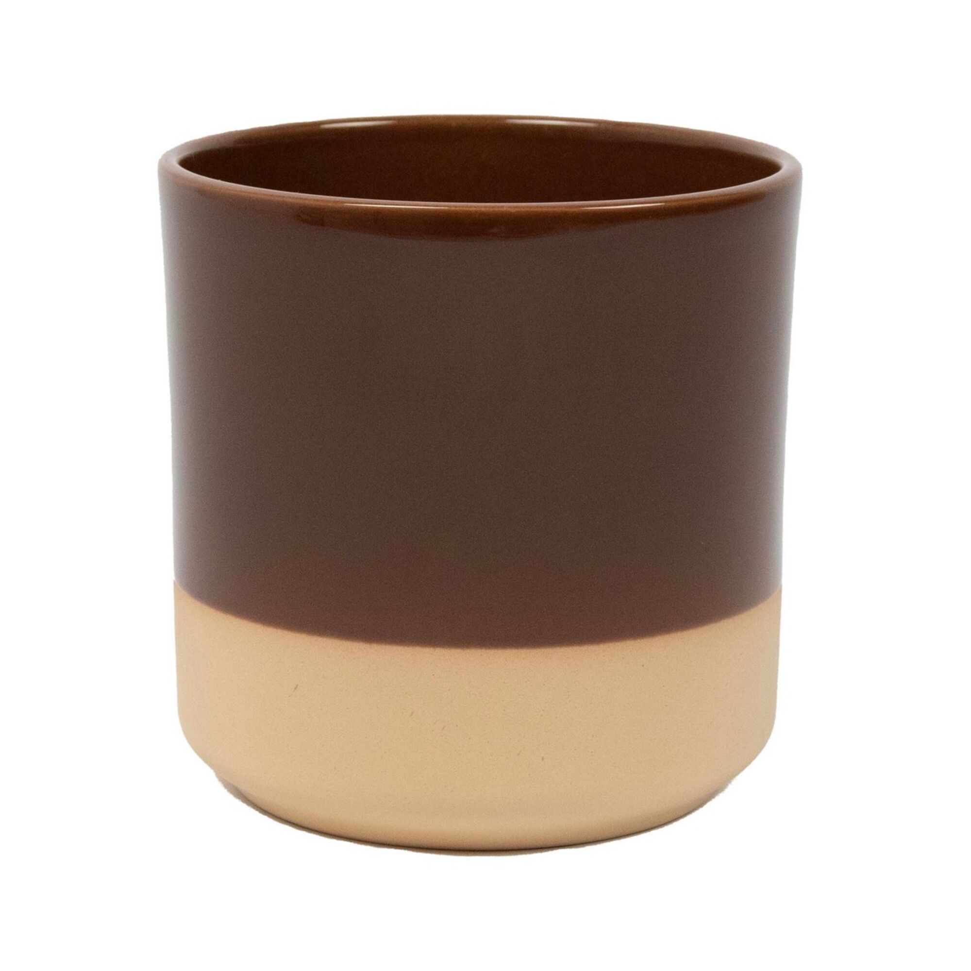 Cylinder Bloempot Keramiek Dip-Dye Bruin