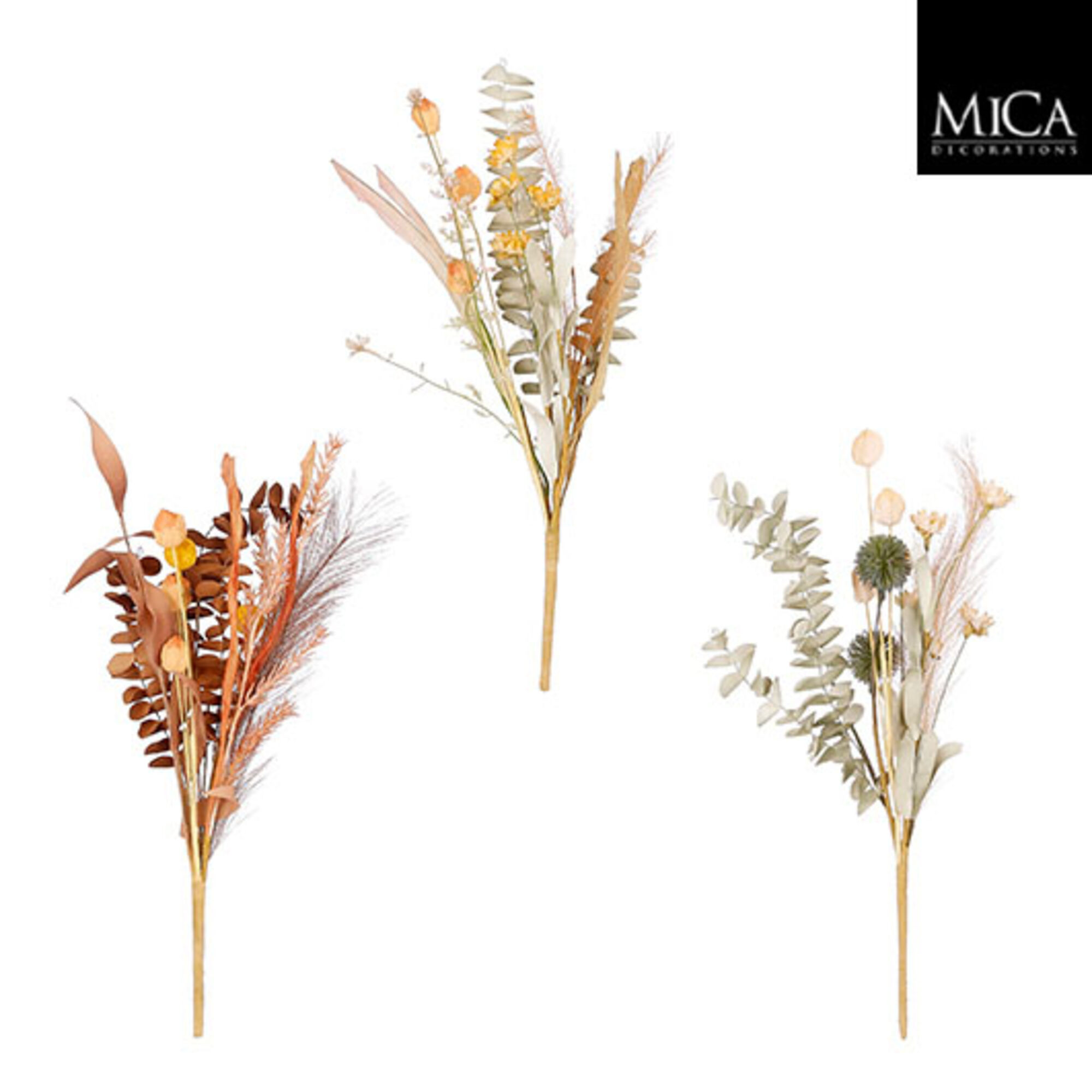 Dried-look bloemen groen bruin l.groen 3 assorti