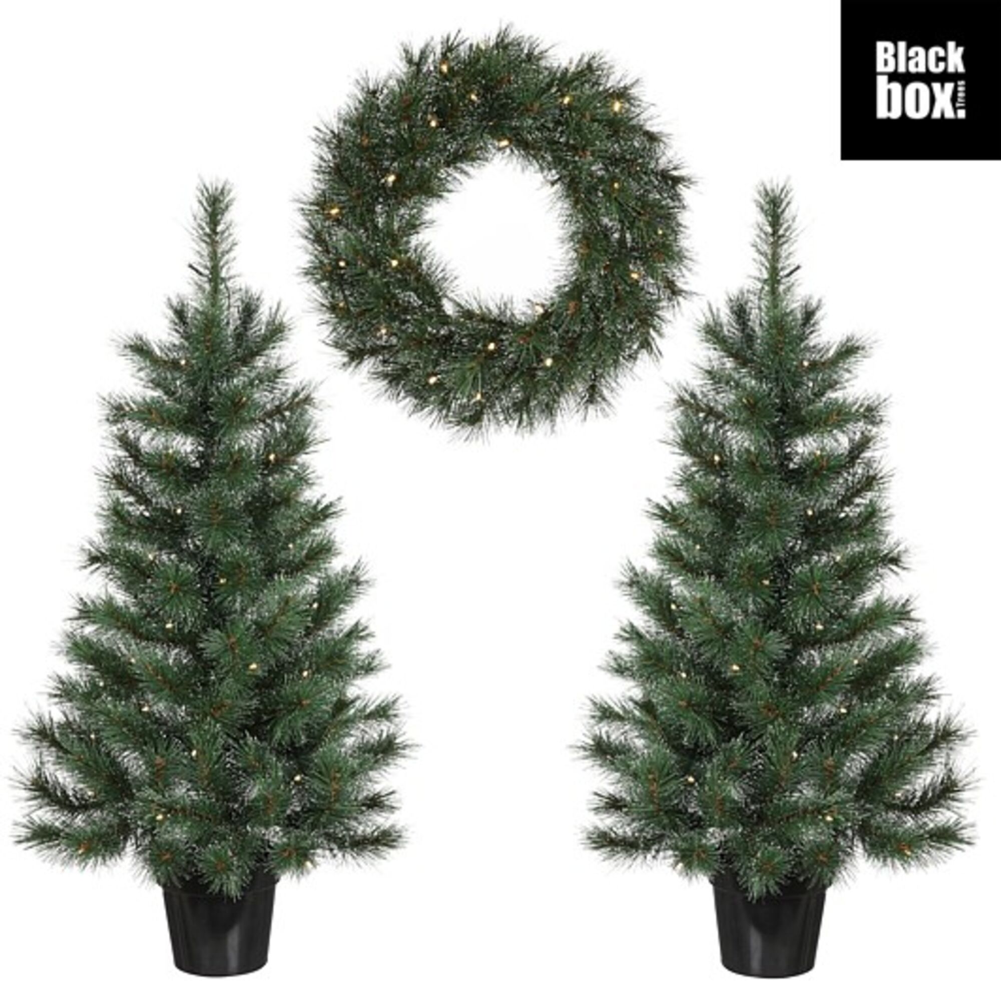 Glendon set led werkt op batterijen groen kerstboom 2pcs 30L krans 1pcs 25L