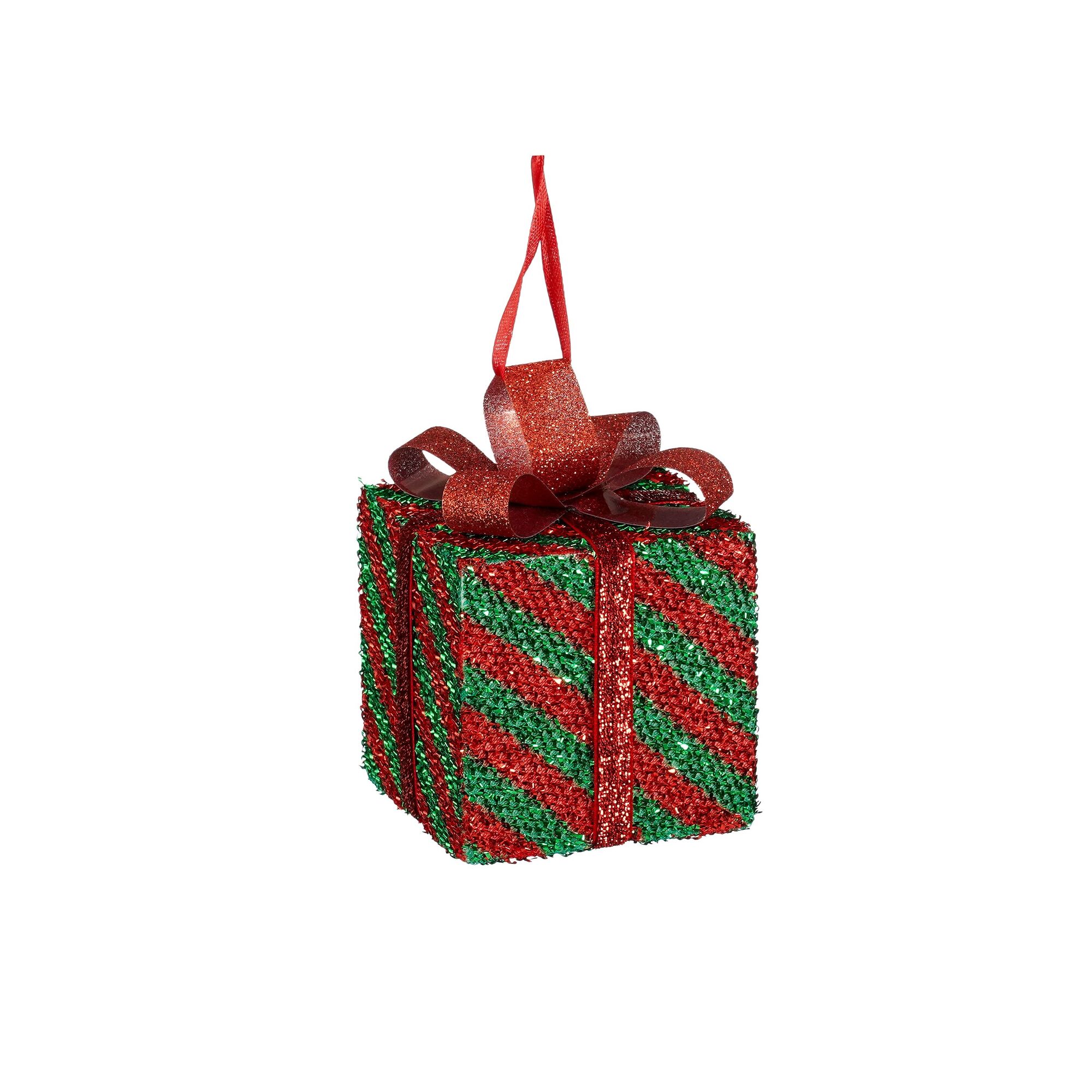 Ornament cadeau streep rood groen