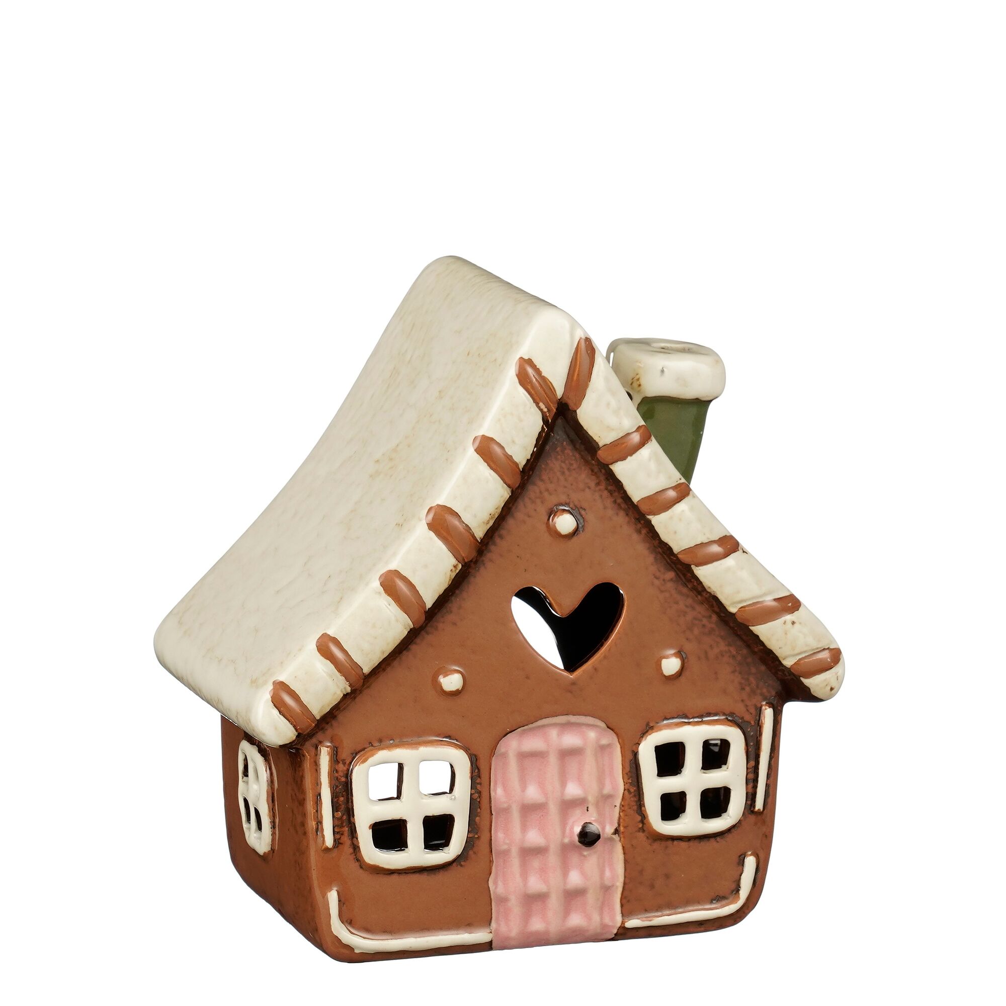 Theelicht houder huis bruin