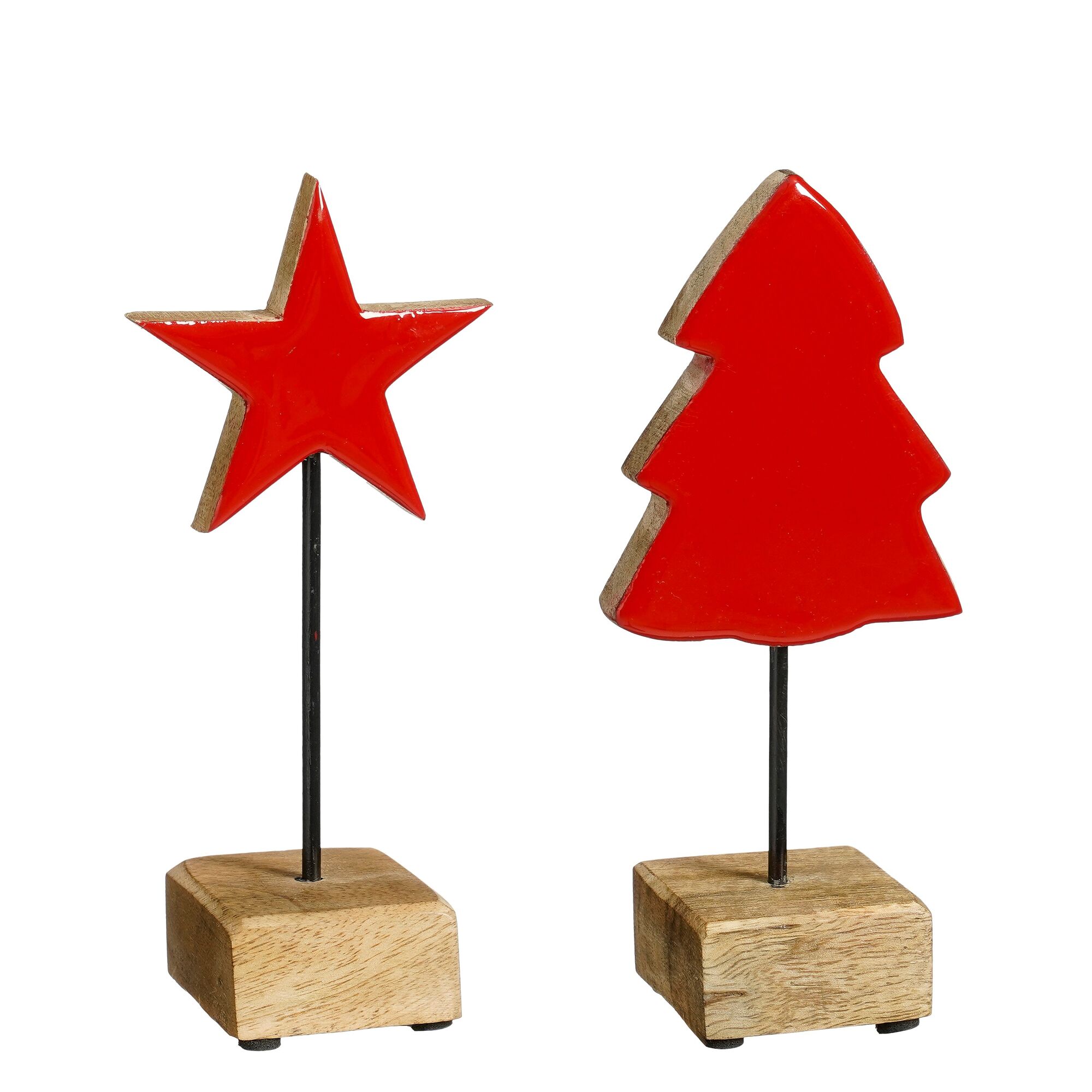 Decoratie ster boom rood 2 assorti FSC 100%