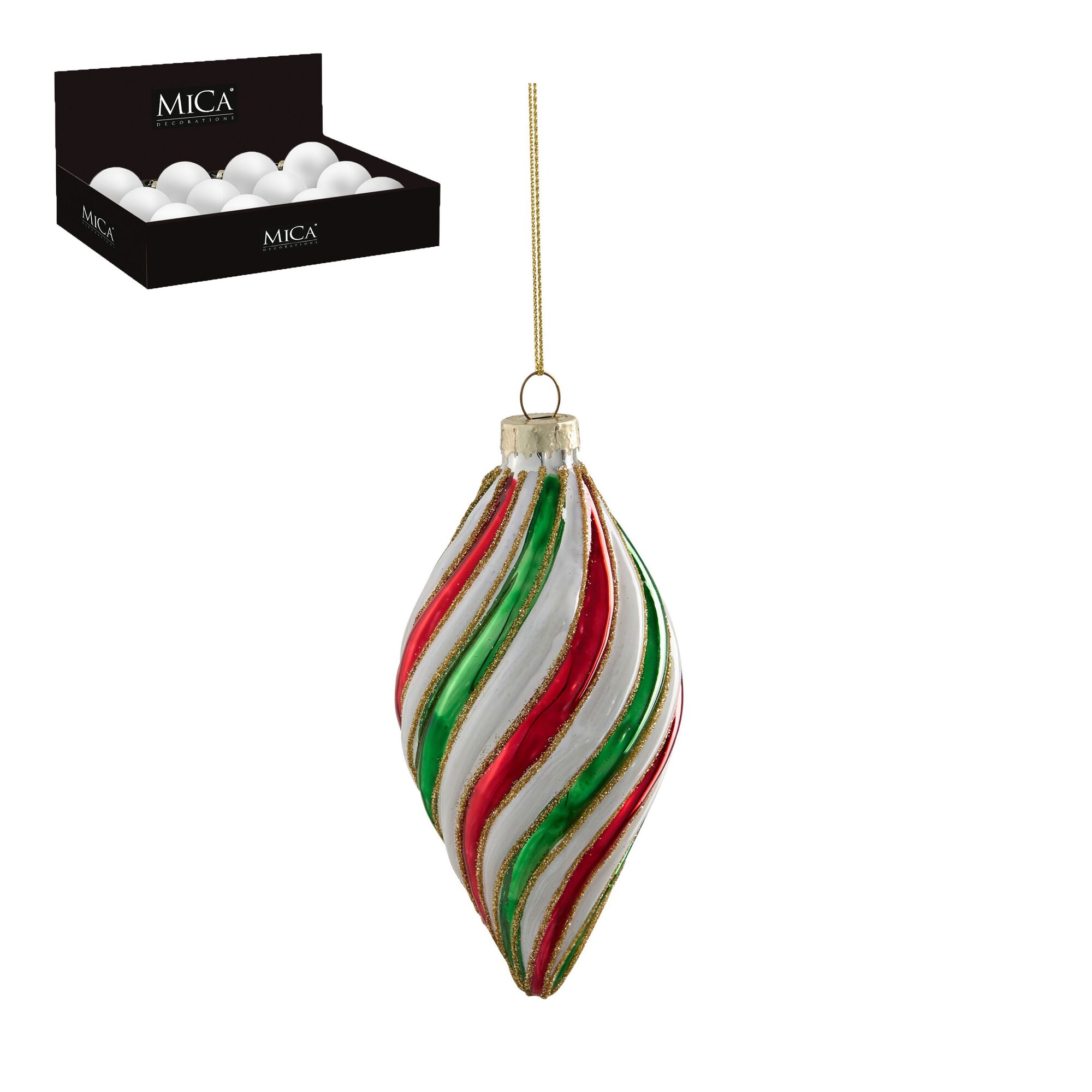 Ornament druppel rood 12 stuks display
