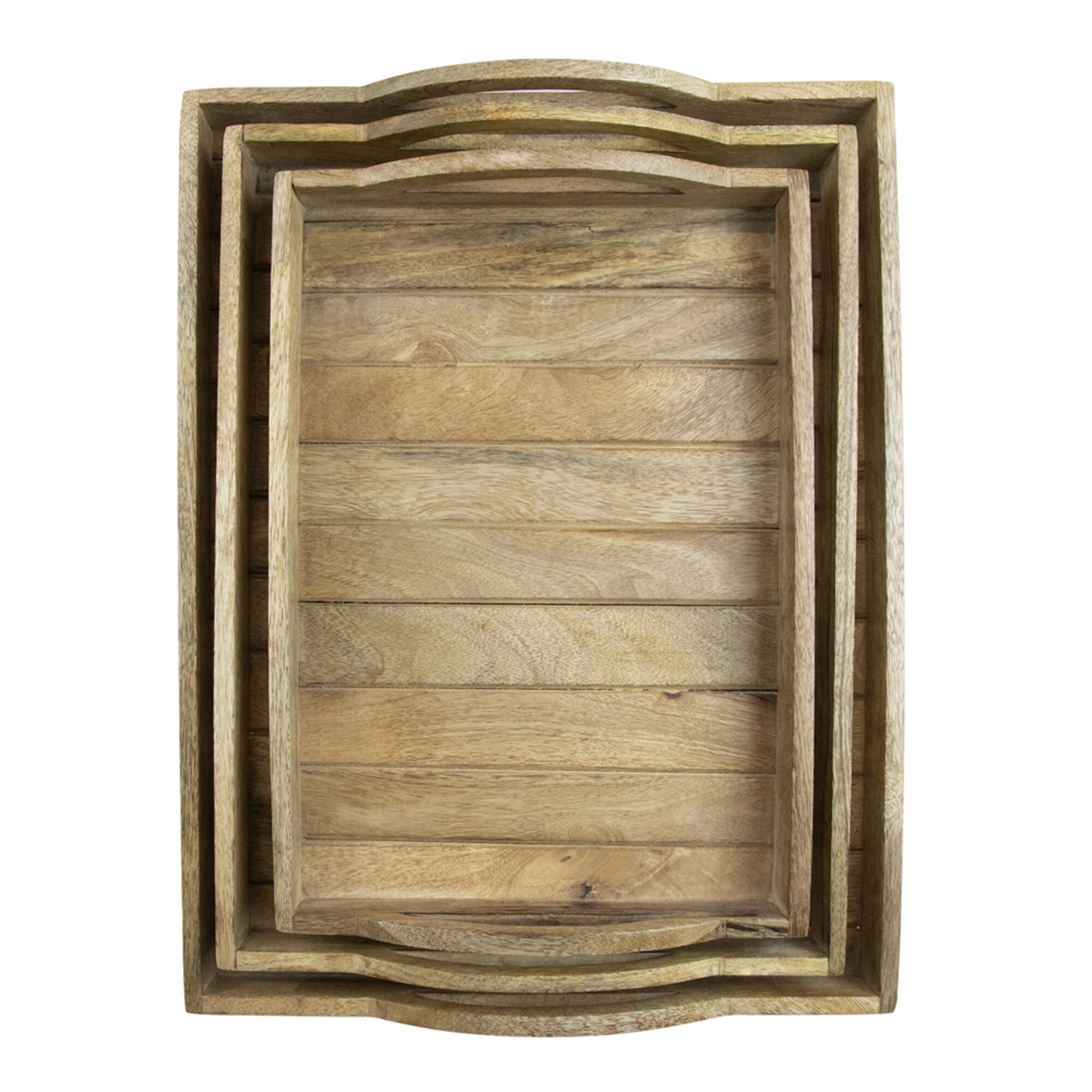 dienblad mango hout rechthoek (set van 3)