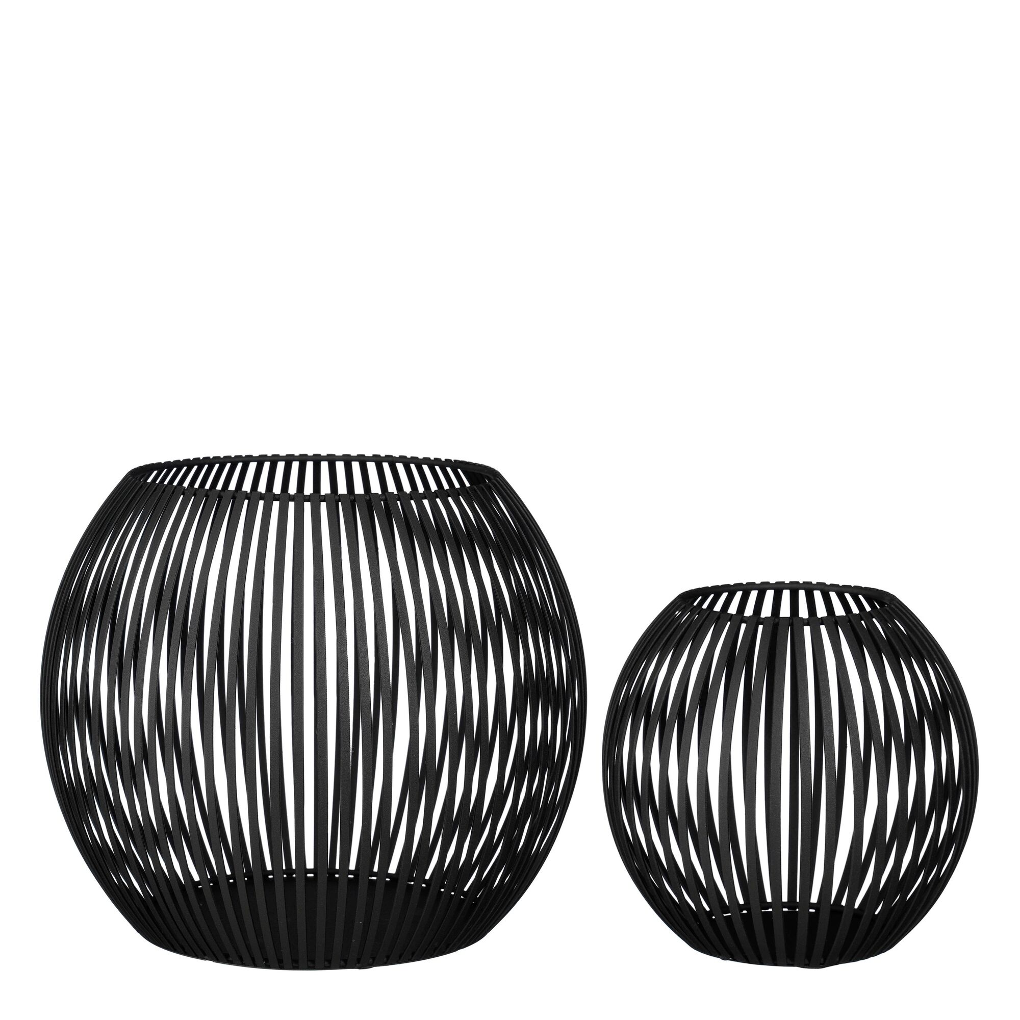 Windlicht zwart set van 2