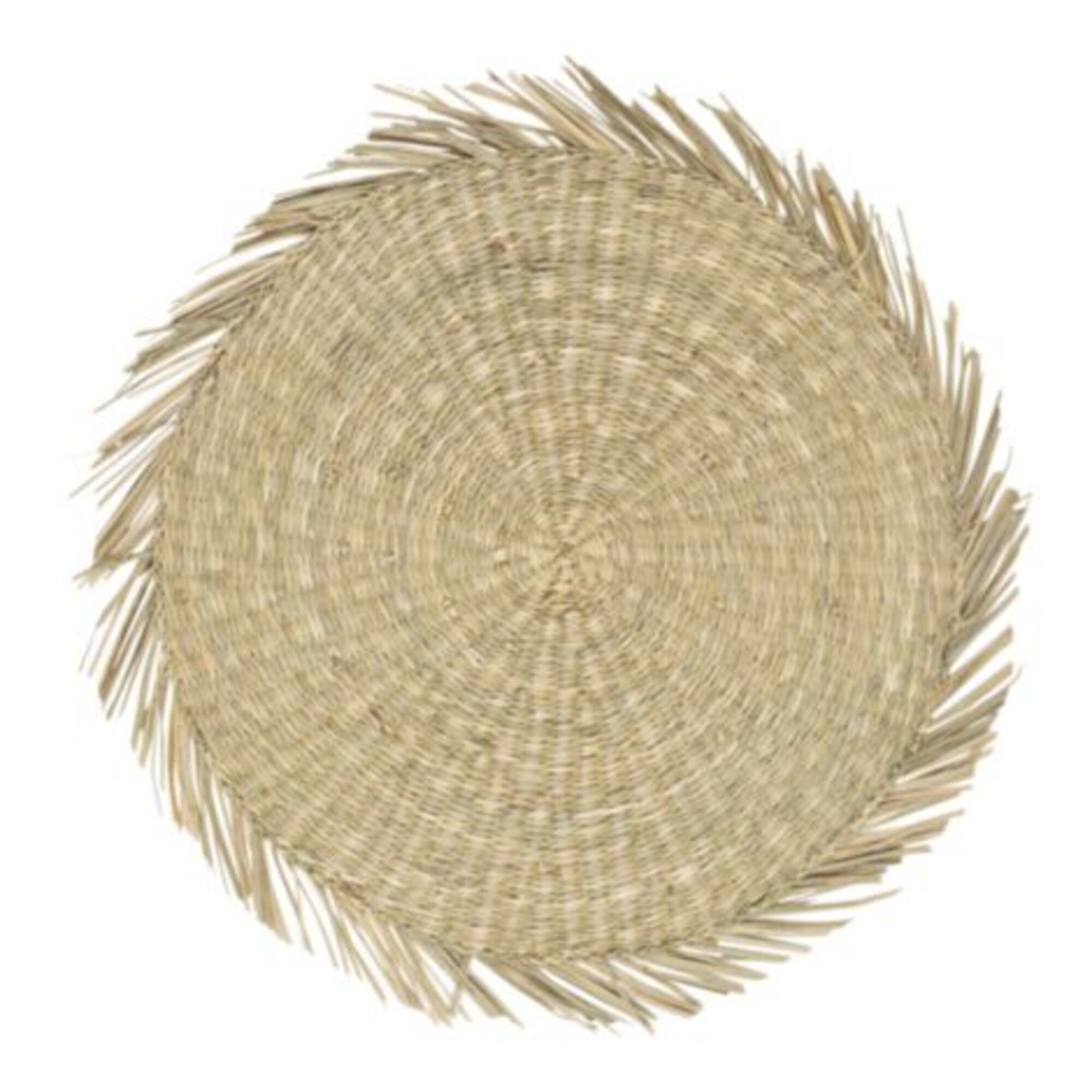 zeegras placemat rond naturel franjes