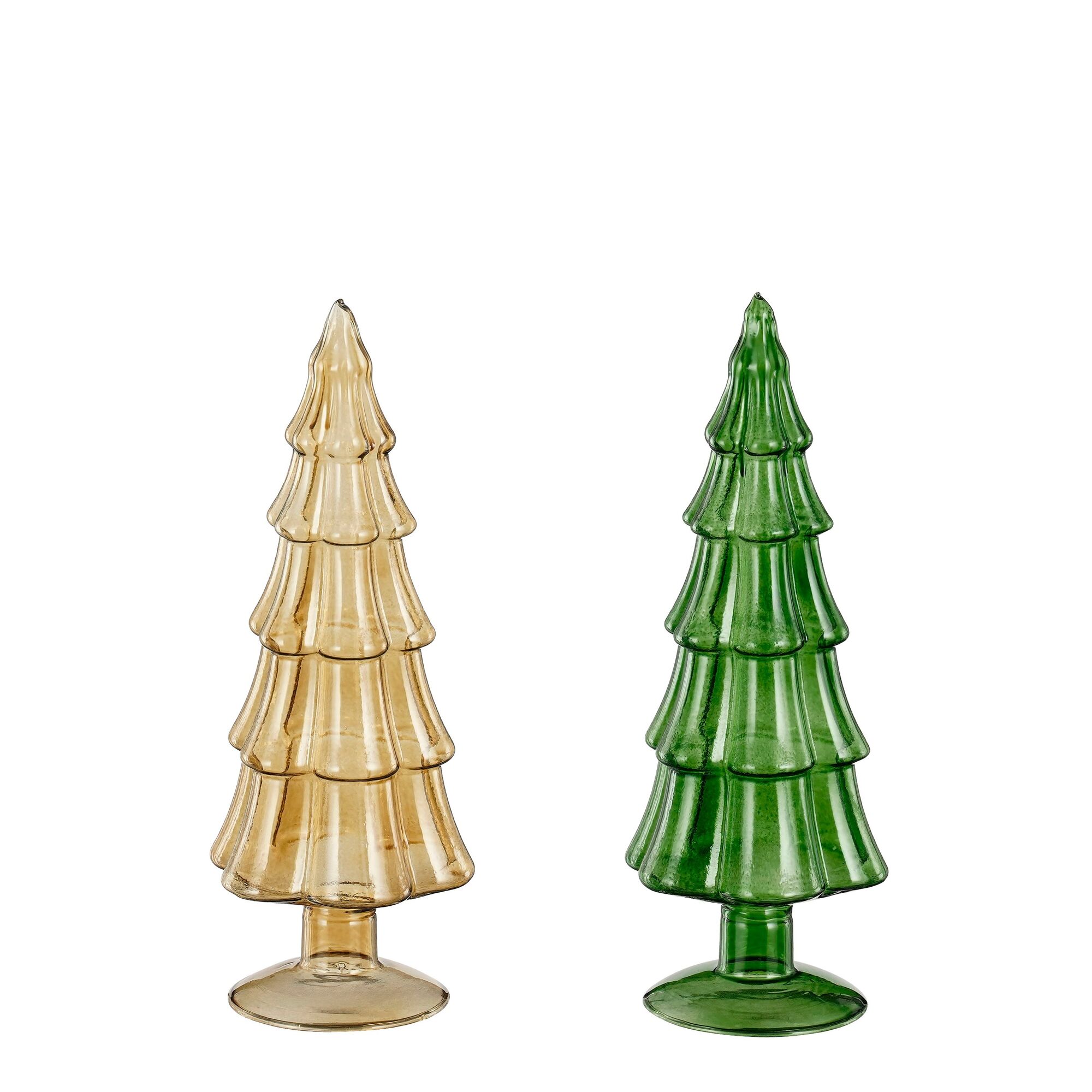 Decoratie boom glas groen bruin 2 assorti
