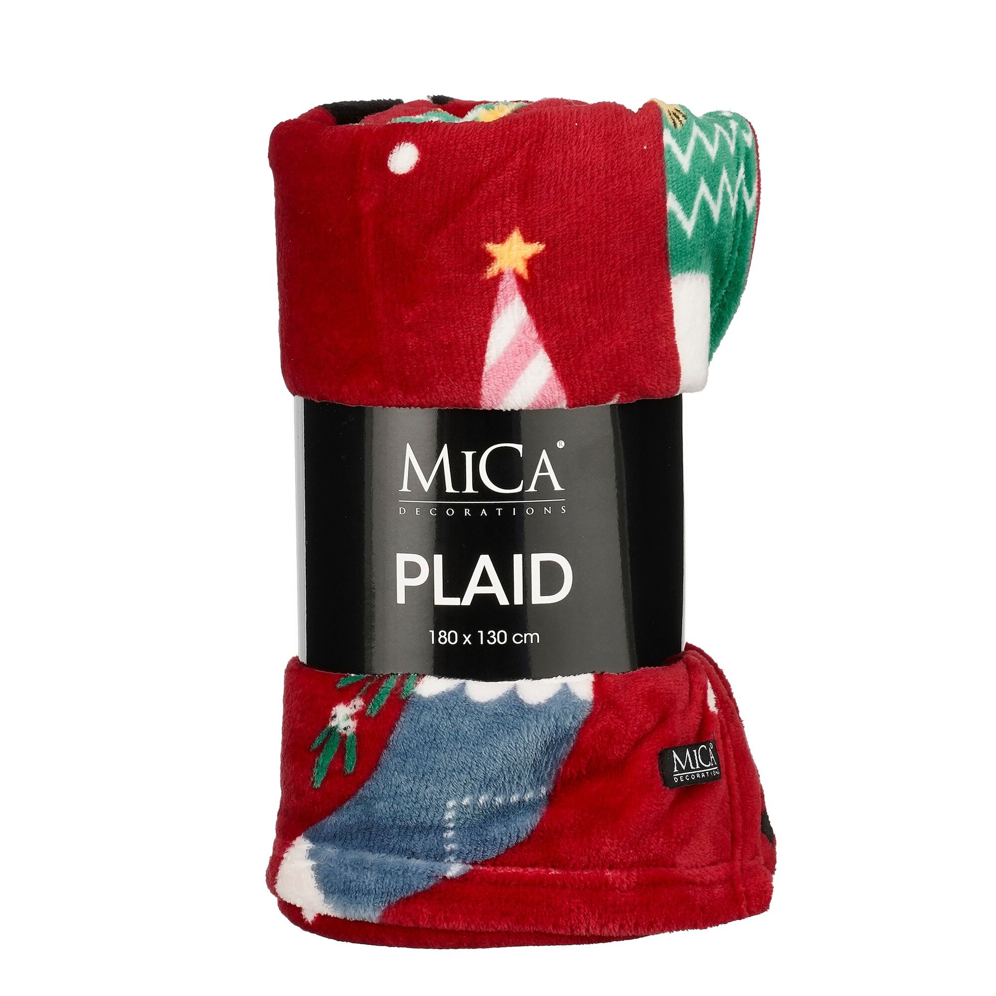 Fleece plaid kerstkat rood