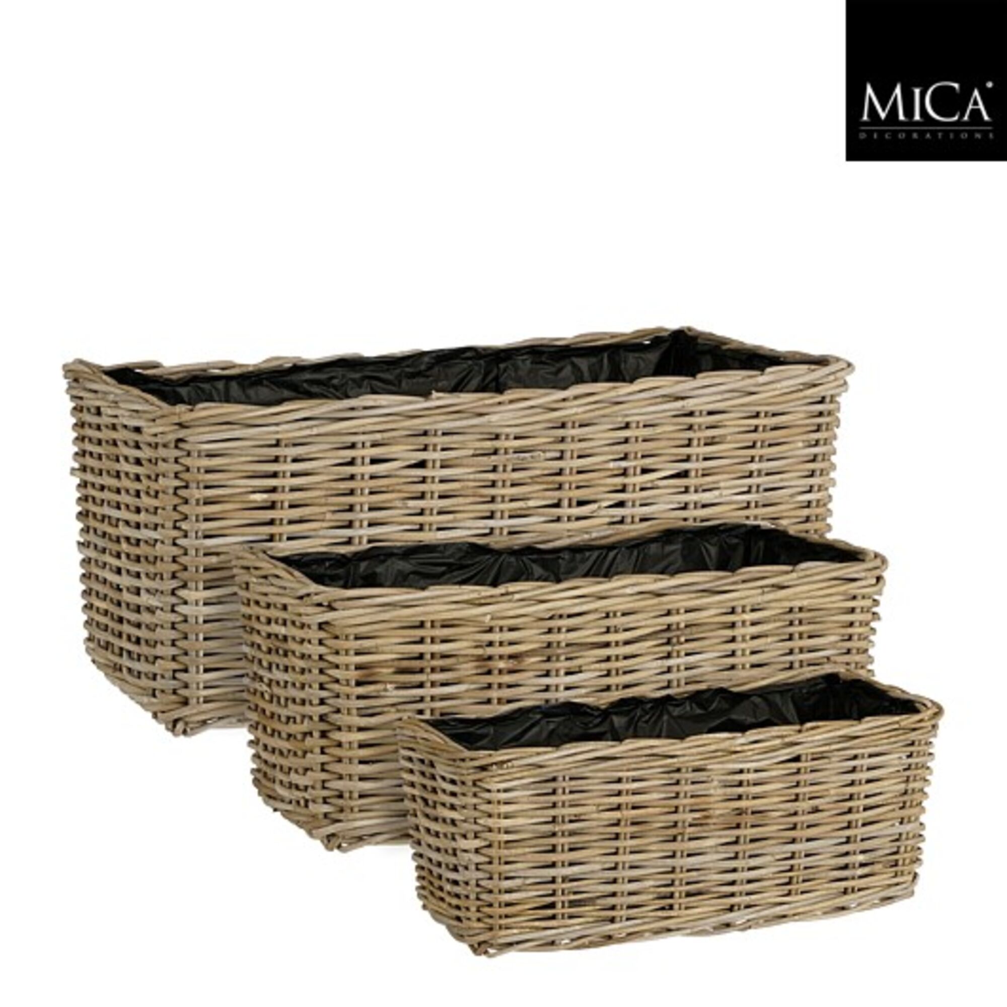 Marcia mand rechthoek grijs set van 3