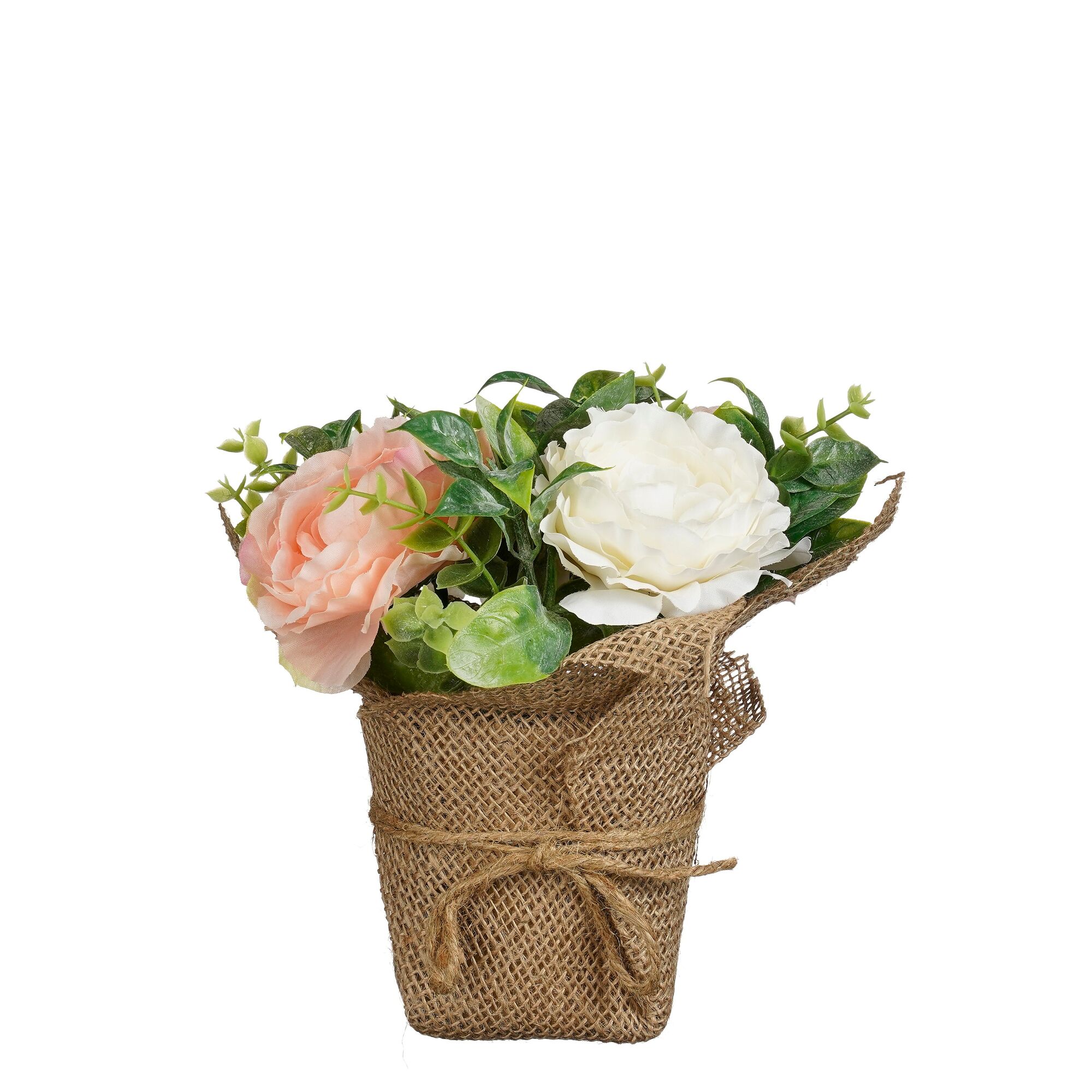 Bloemen in pot creme l.roze