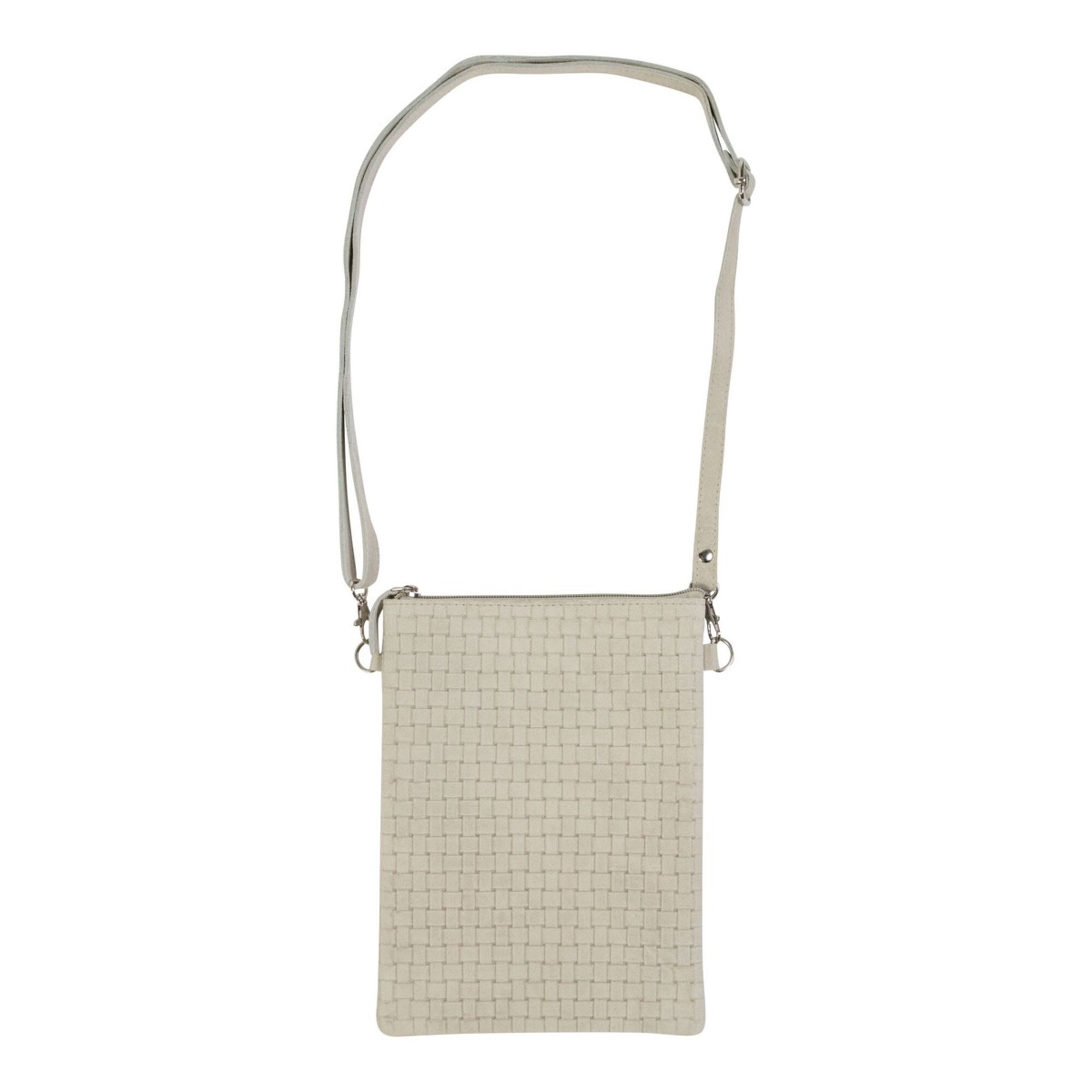 crossbody tas verticaal geweven sand