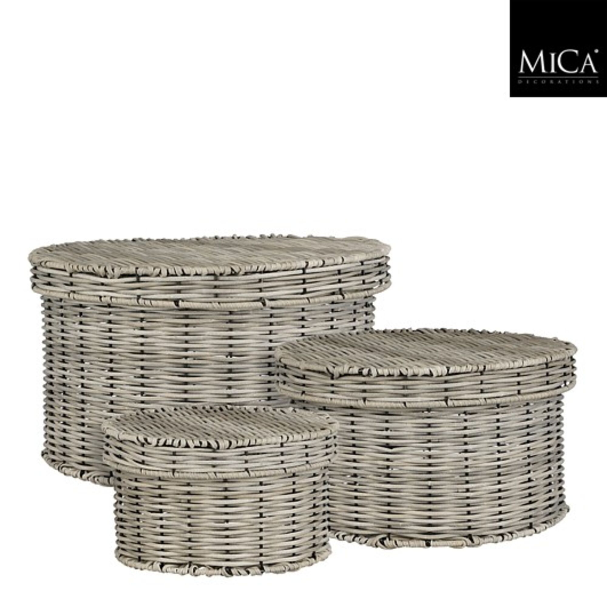 Liam opbergmand rond recycled polyester grijs set van 3