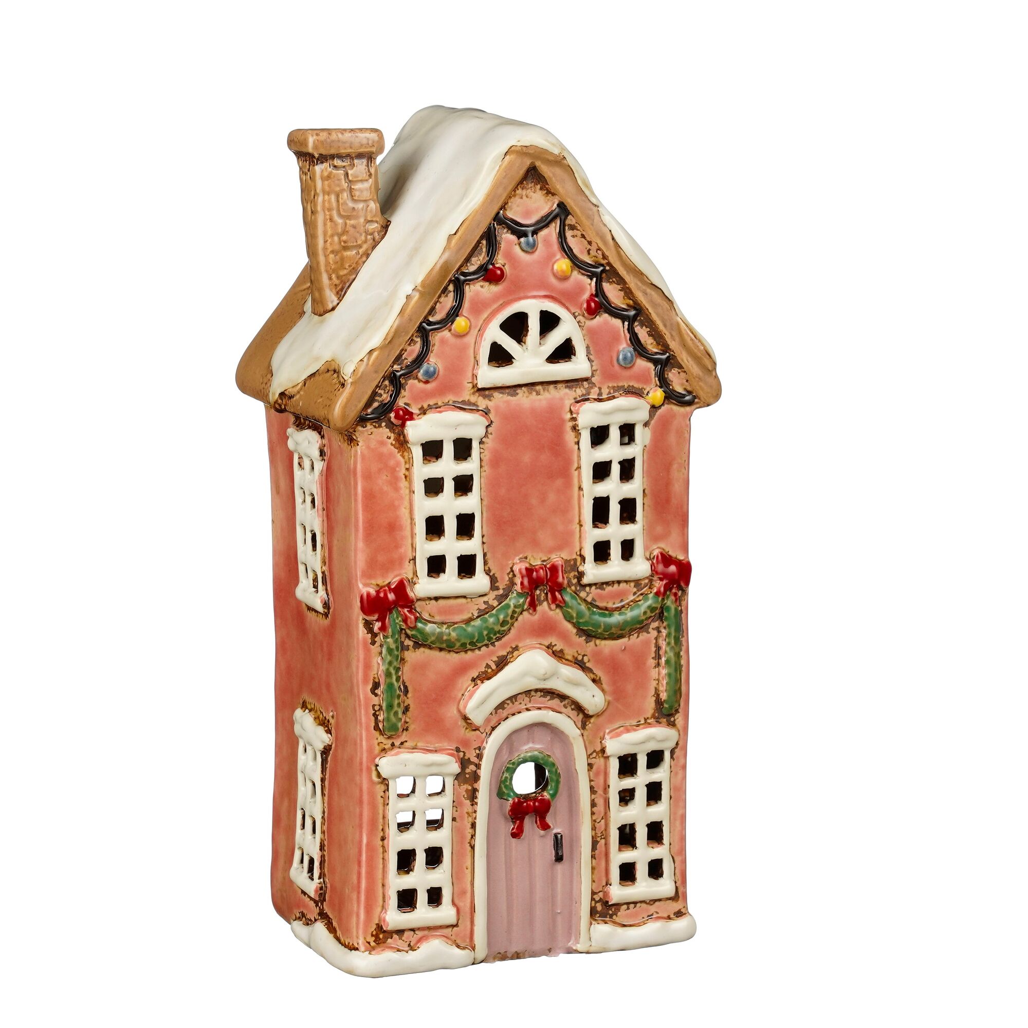 Theelicht houder huis oranje