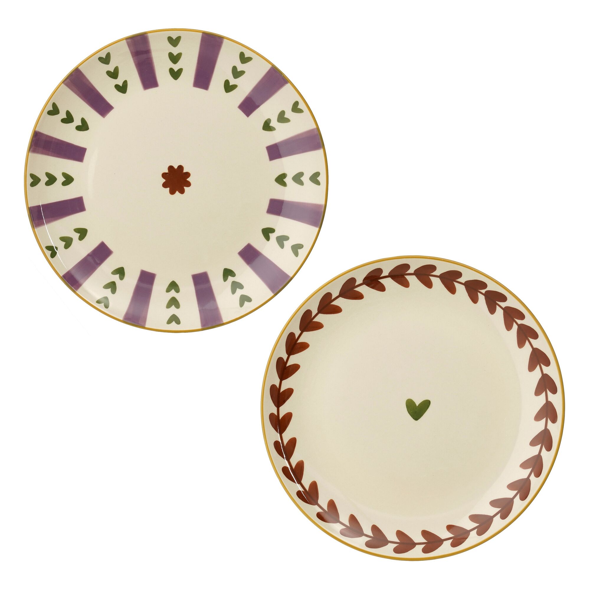 Stef dinerbord paars bruin 2 assorti